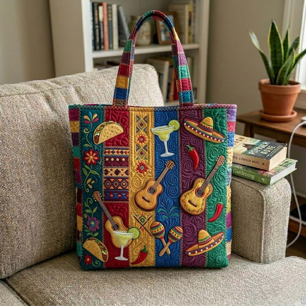 Cinco De Mayo Mexican Patchwork Quilted Tote Bag Fiesta Bag Mexican Culture Gifts