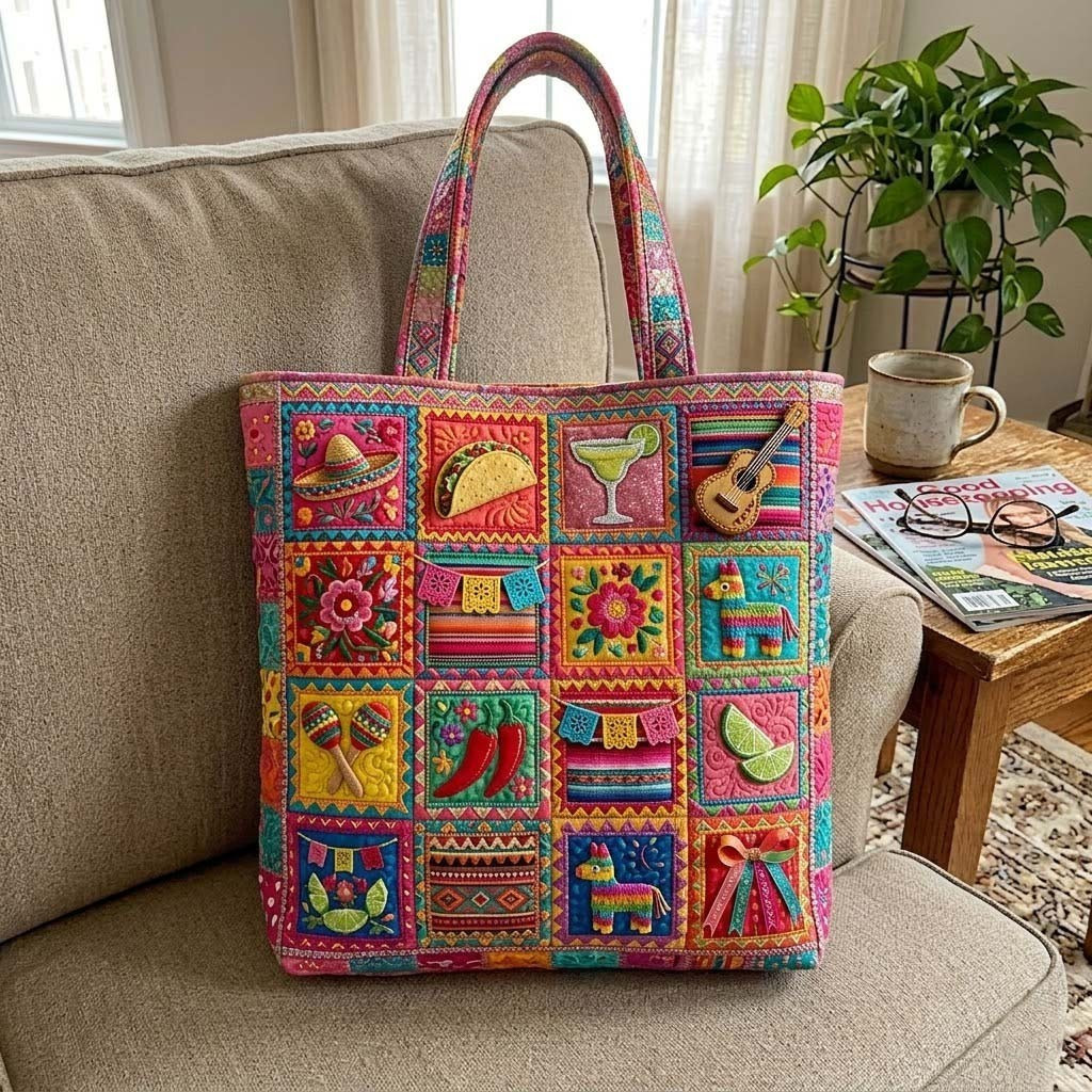 Cinco De Mayo Quilted Tote Bag Fiesta Everyday Bag Gift For Girlfriend