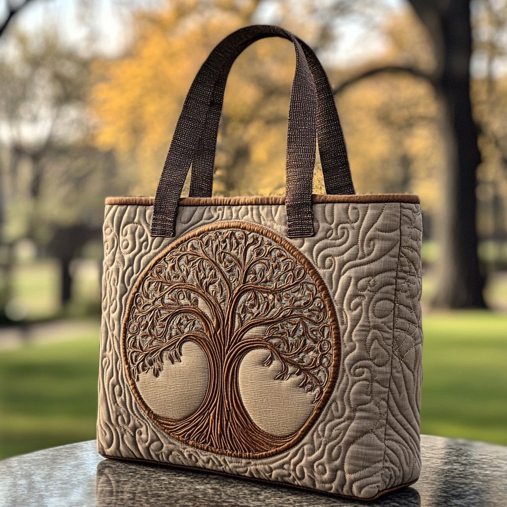 Circle of Roots Quilted Tote Bag Best Bags For Women Tree Of Life Gifts Father'S Day