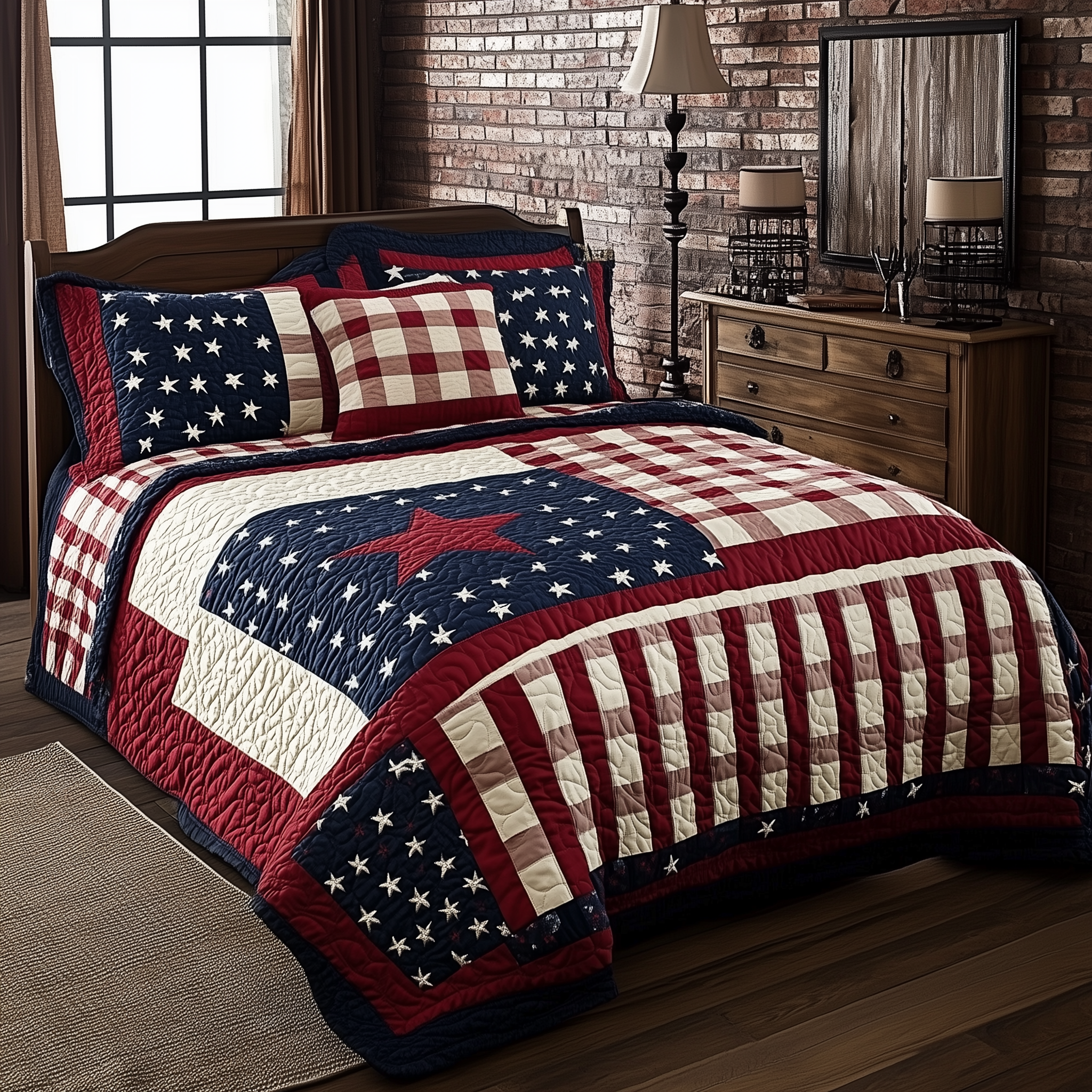 Classic Patriotic Americana Quilted Bedding Set Good Bed Sheet Sets Fourth Of July Gifts