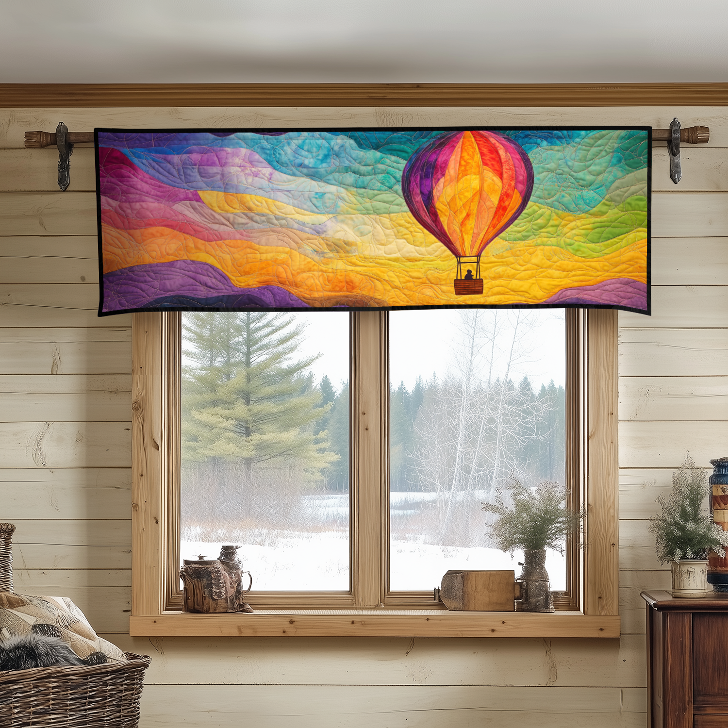 Cloud Drifter Quilted Valance Home Entrance Decor Ideas Sky Air Balloon Merchandise 