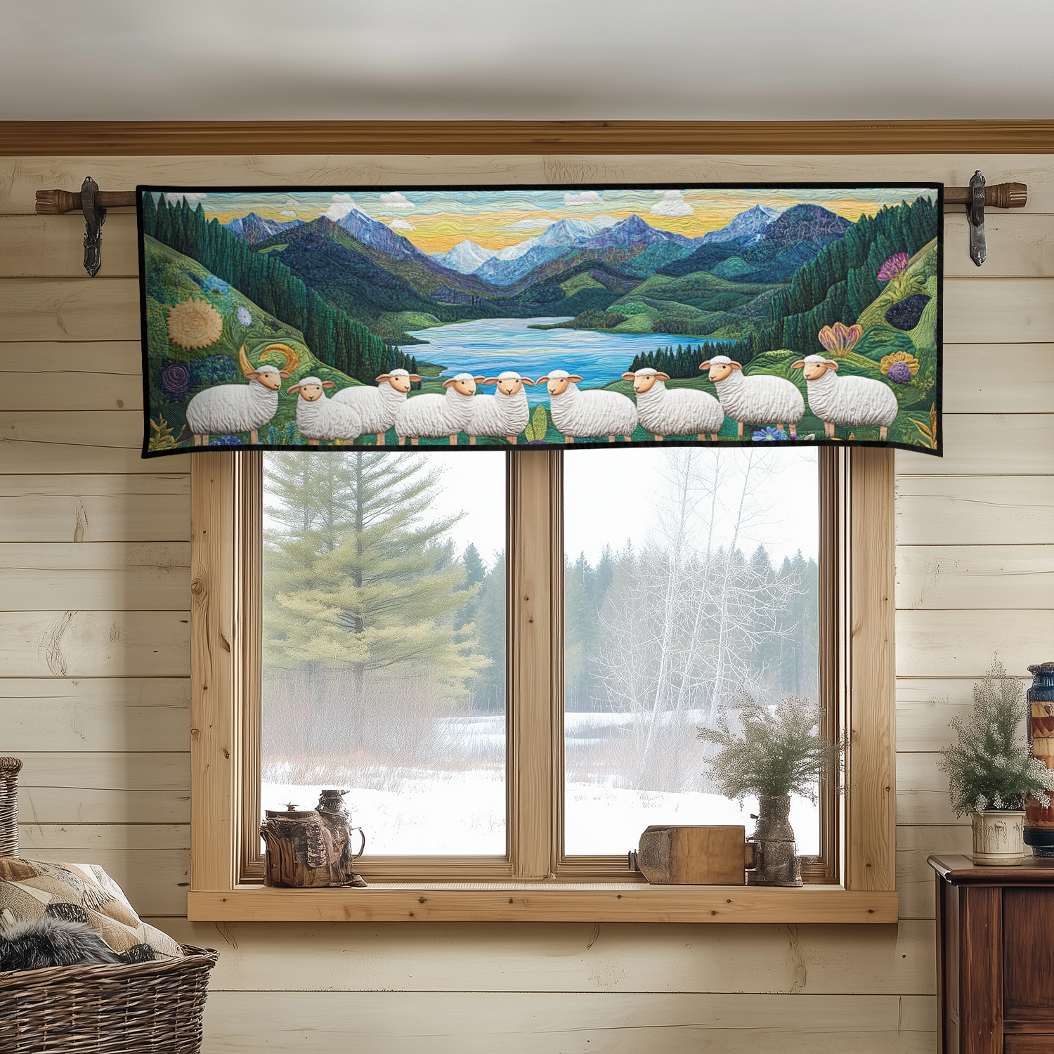 Cloudy Sheep Quilted Valance Front Entryway Ideas Gifts For Farmer Dad