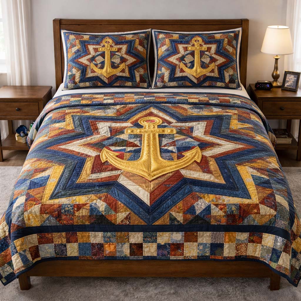 Coastal Anchor Quilted Bedding Set Best King Sheets Anchor Gift Ideas