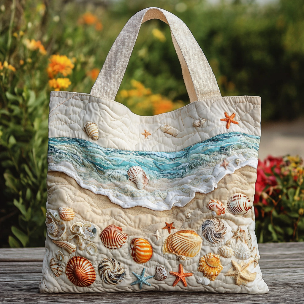 Coastal Charm Quilted Tote Bag Best Tote Bag Gifts For Beach Goers