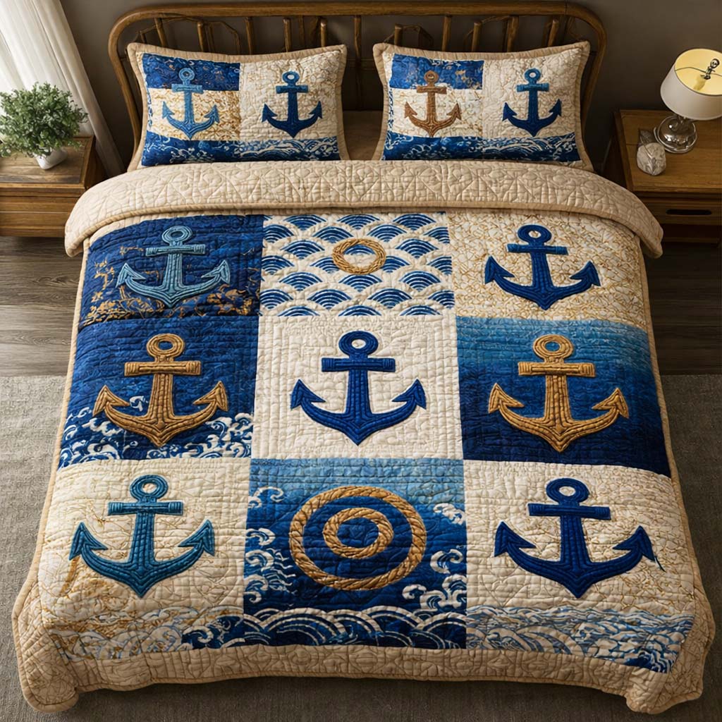 Coastal Quilt Quilted Bedding Set Bed Comforter Sets Beach Gifts For Women