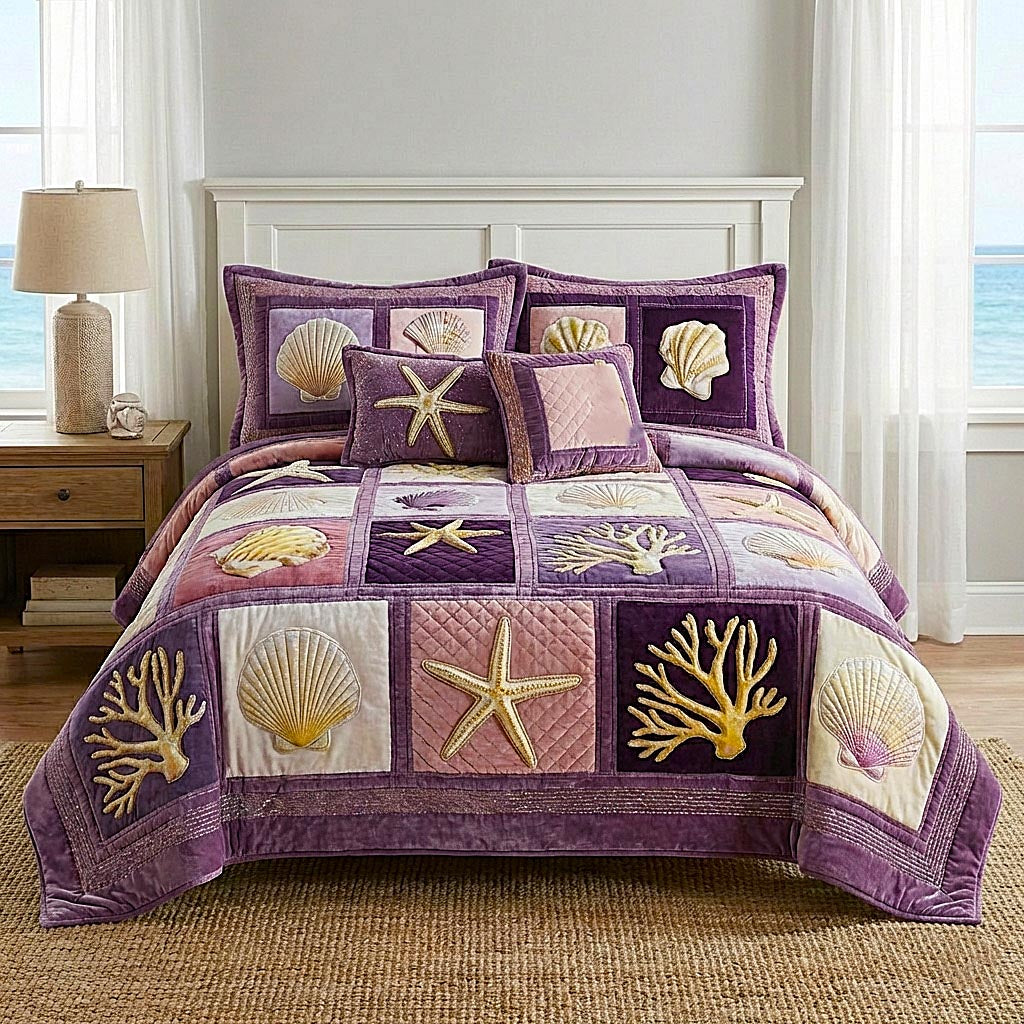 Coastal Whisper Quilted Bedding Set Cozy Bedroom Ideas Beach Themed Gifts For Her