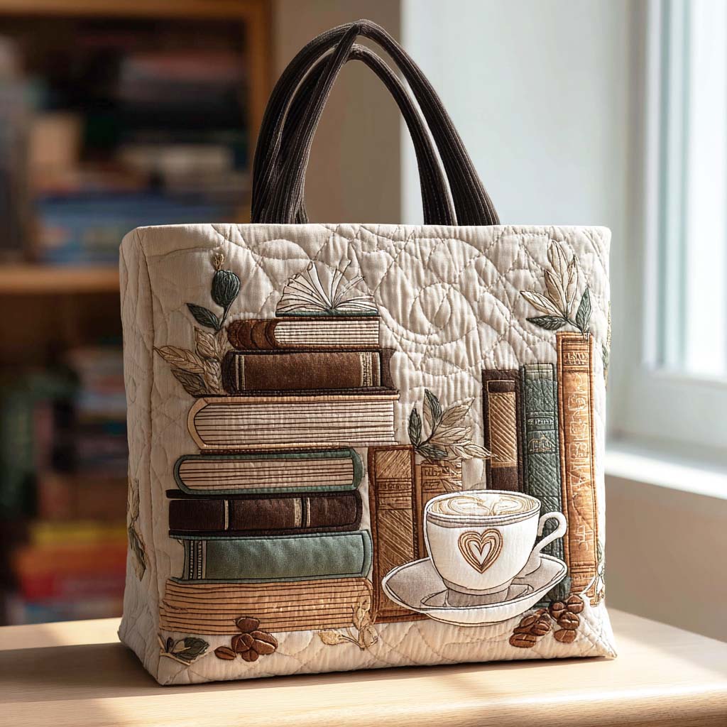 Coffee Chapter Quilted Tote Bag The Best Tote Bag Everyday Tote Bag