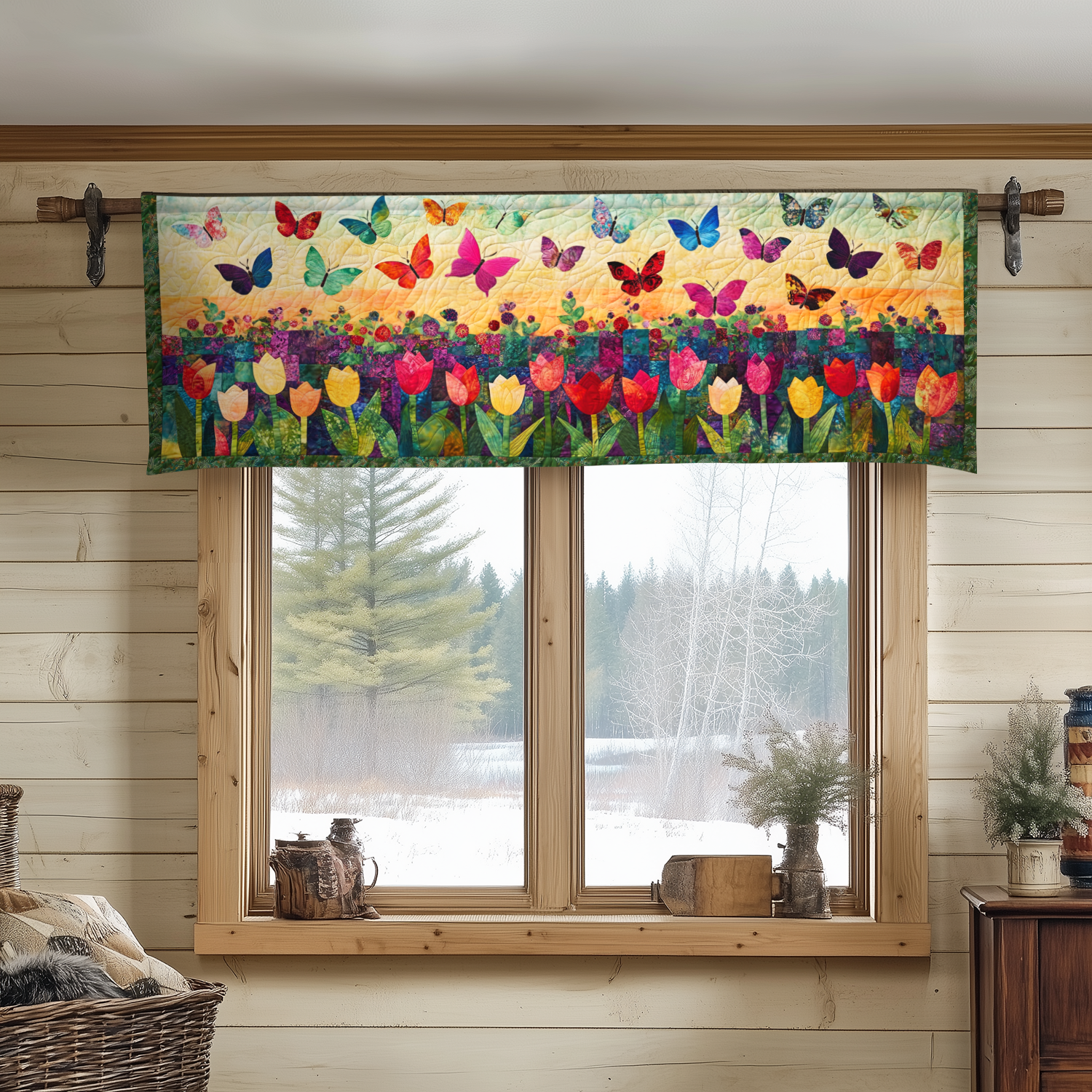 Color Bloom Quilted Valance Front Door Decor Butterfly Gift Ideas Birthday