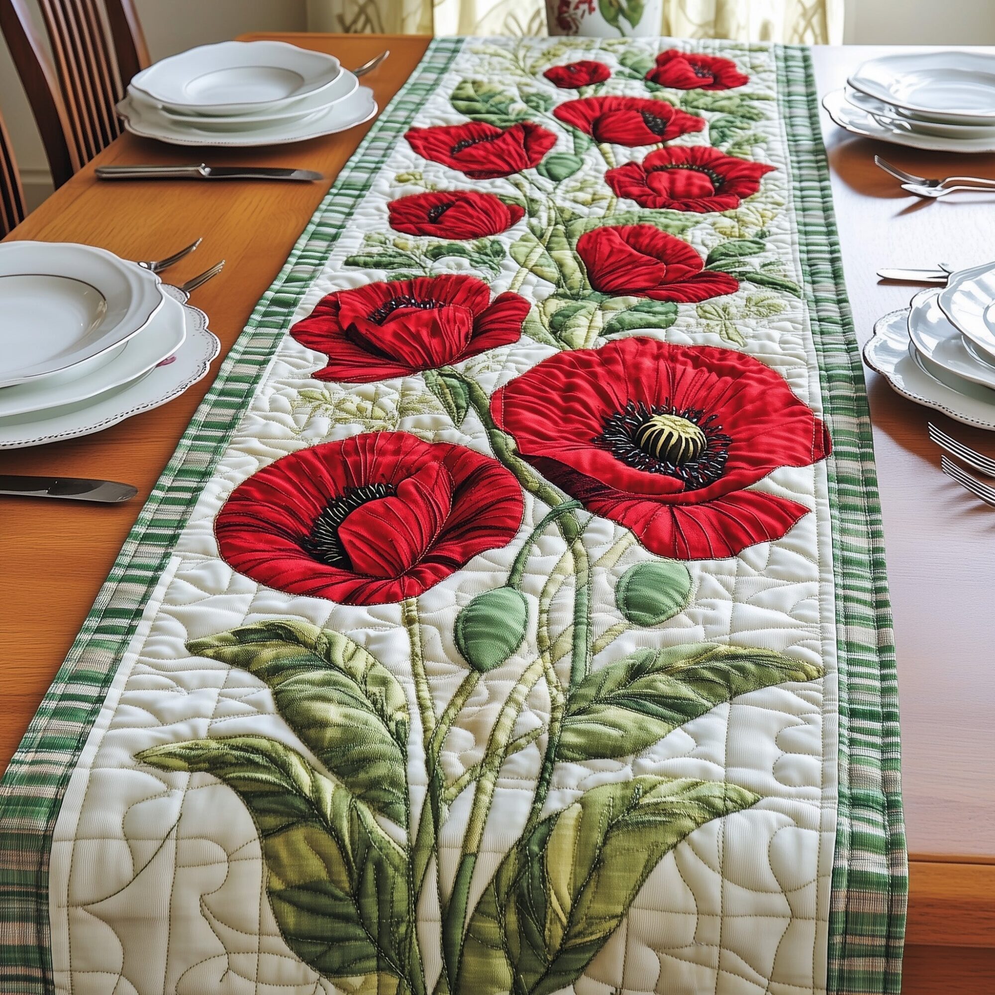 Colorful Blossoms Quilted Table Runner Dining Room Table Decor Ideas Mum Present