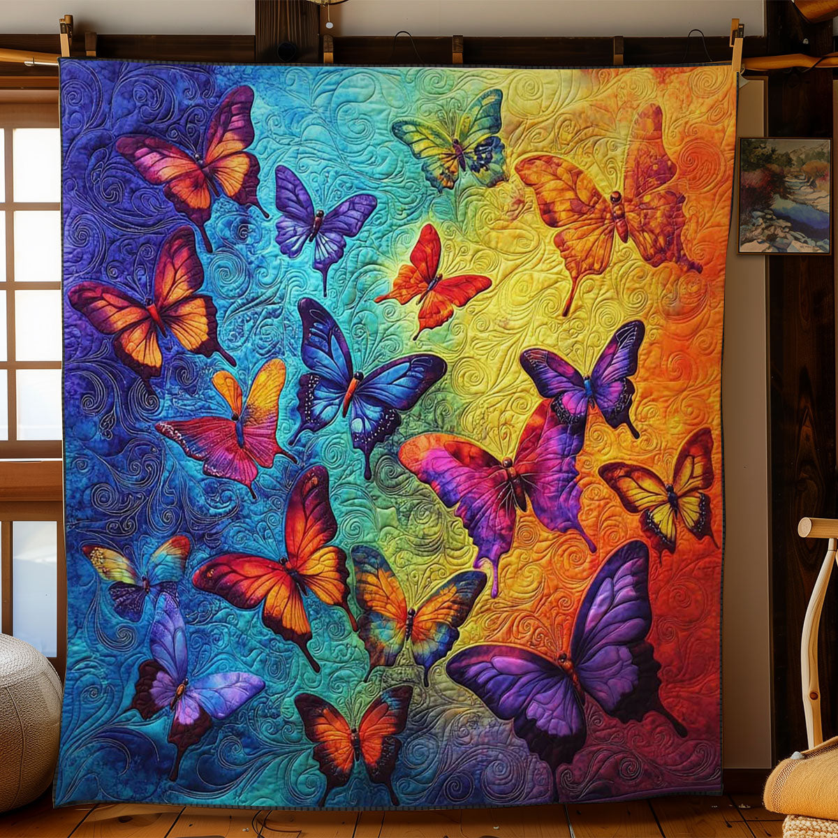 Colorful Butterfly Garden Quilt Perfect Quilt Blanket Gift for Family and Friends