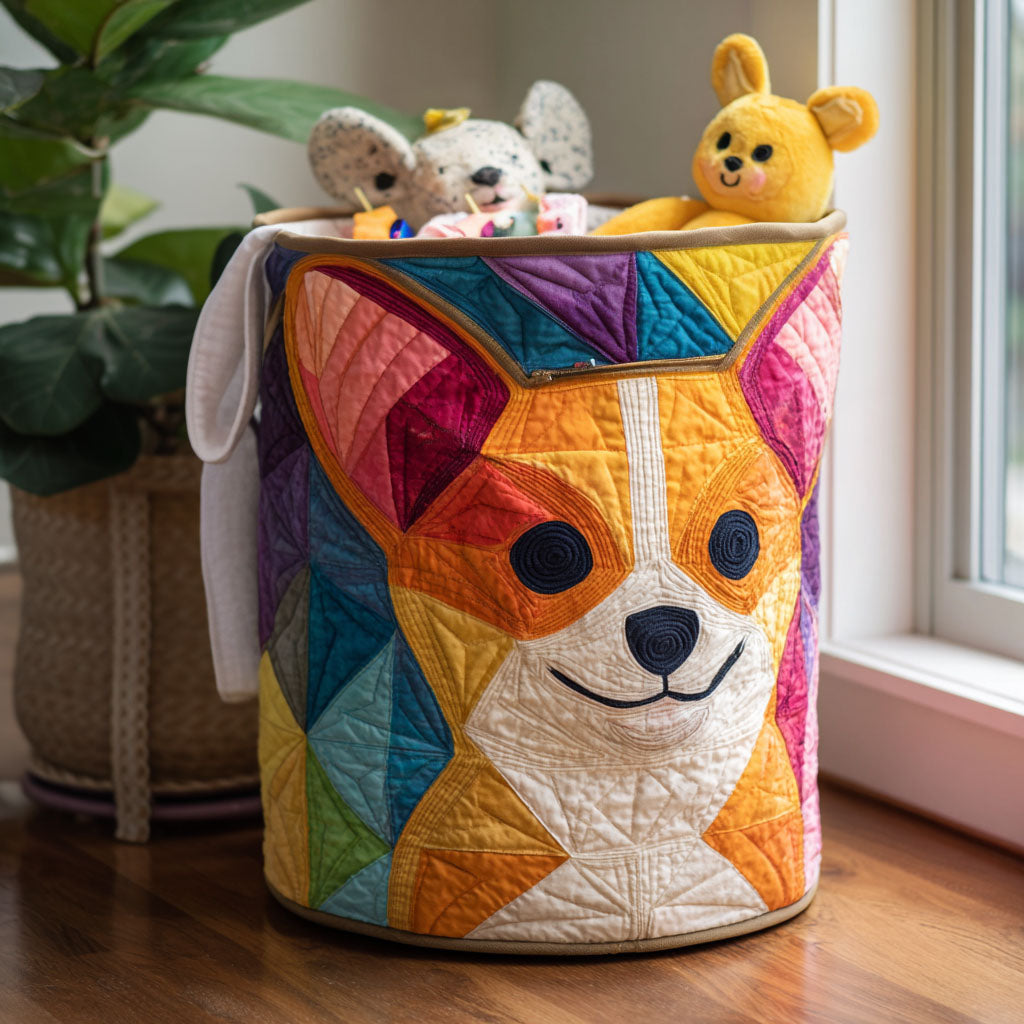 Colorful Corgi Quilted Laundry Basket Laundry Room Ideas Gifts For A Corgi Lover
