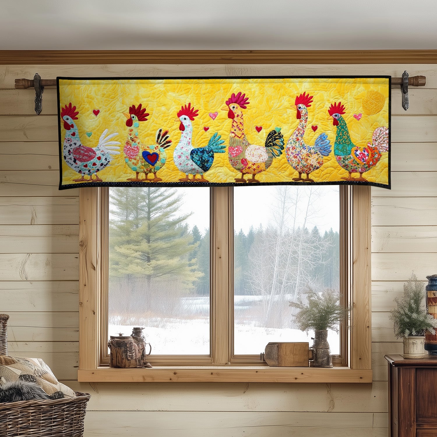 Colorful Hearts Chickens Quilted Valance Outdoor Entryway Decor Christmas Ideas For A Farmer