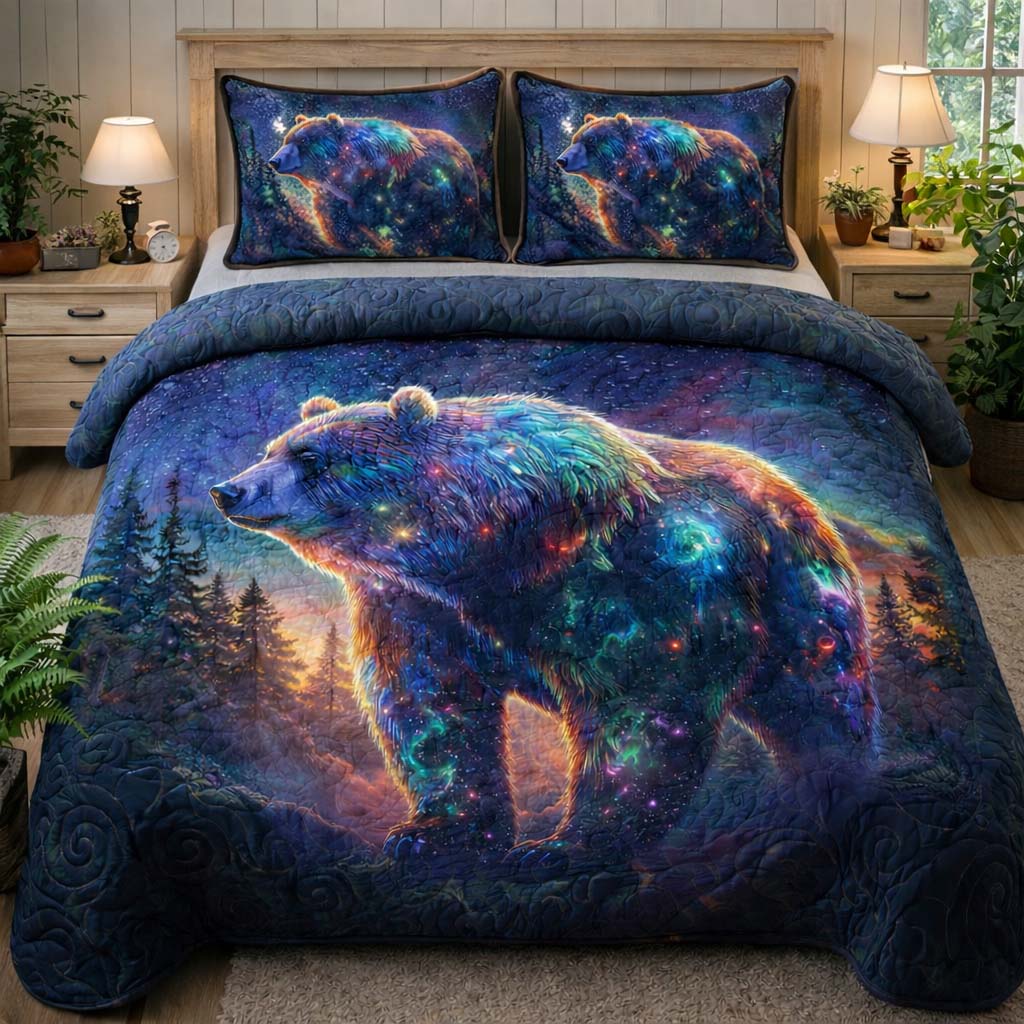 Cosmic Spirit Bear Quilted Bedding Set Quilt Comforter Sets Best Lighthouse Gift Items