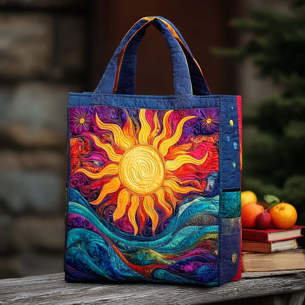 Cosmic Sun Quilted Tote Bag Shoulder Bags For Women Gifts For Hippie Friends