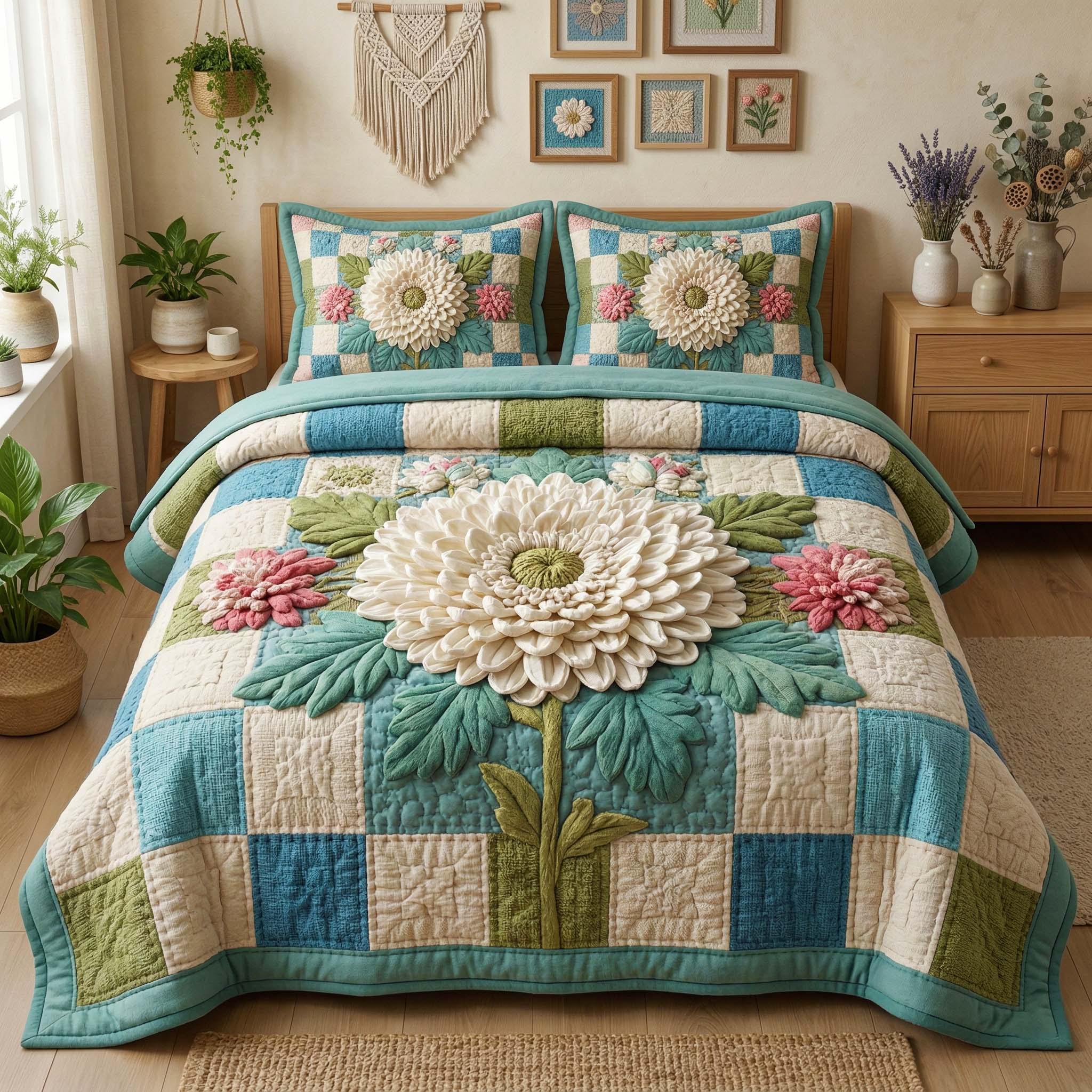 Cottage Bloom Quilted Bedding Set Unique Bed Sheets Cool Mothers Day Gifts