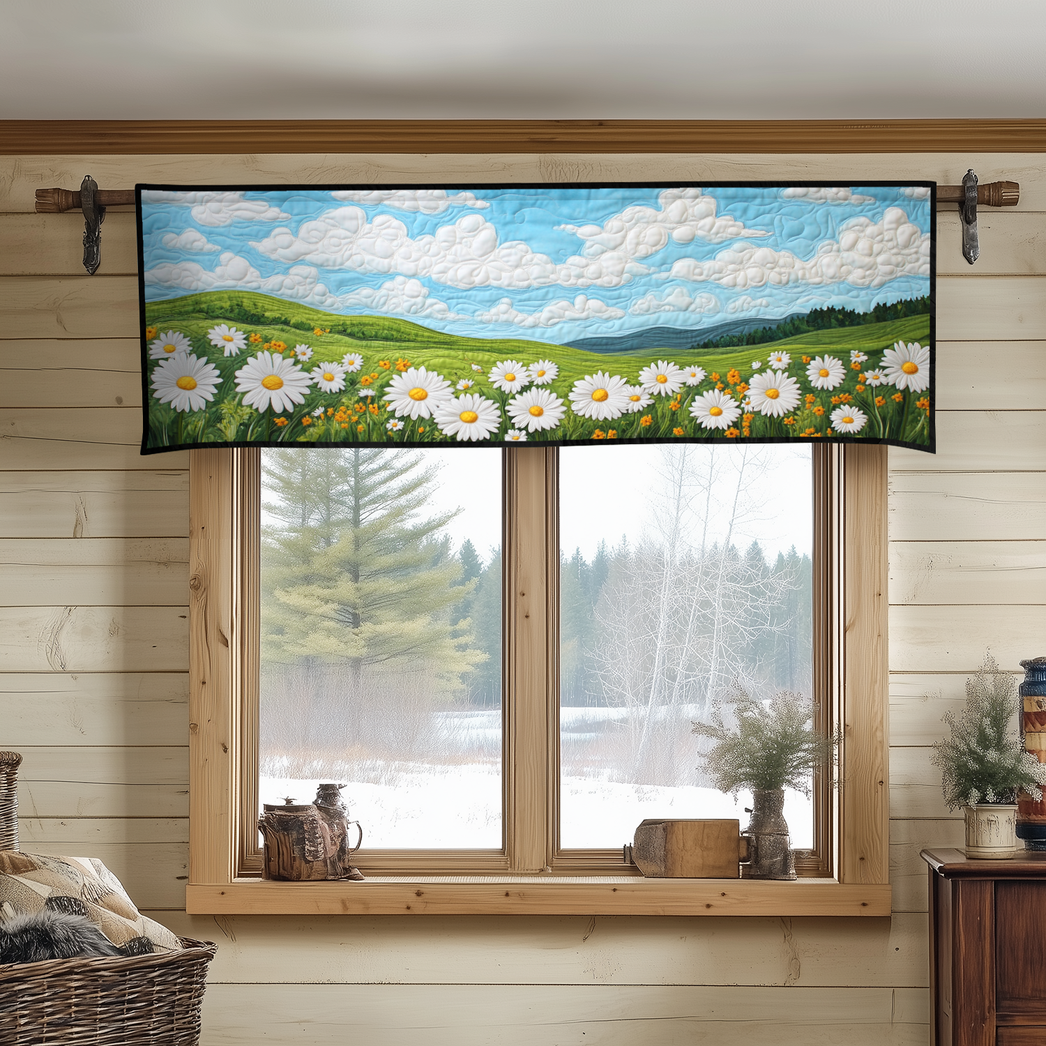 Cottage Bloom Quilted Valance Outdoor Entryway Decor Flower Daisy Blossom Gifts