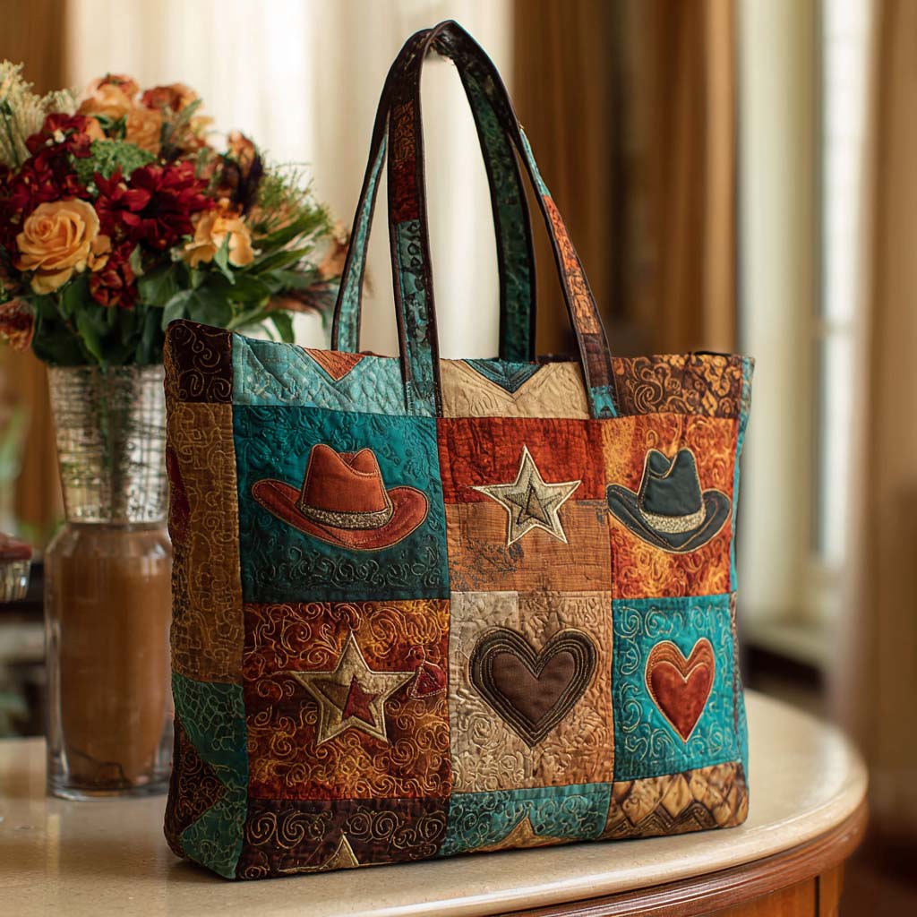 Country Heart Quilted Tote Bag Best Luxury Tote Cowboy Christmas Presents