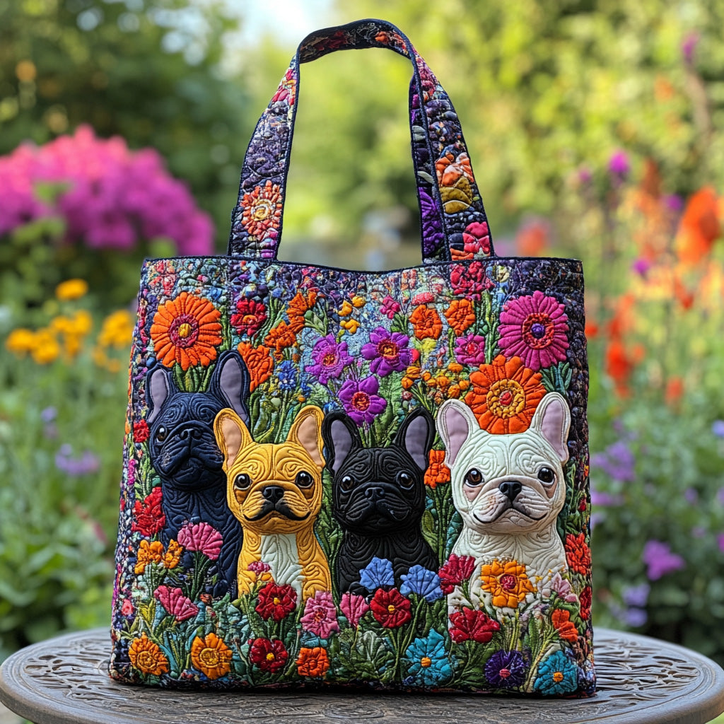 Cozy Chic Pup Quilted Tote Bag Cool Tote Bags For Women Frenchie Lovers Gifts