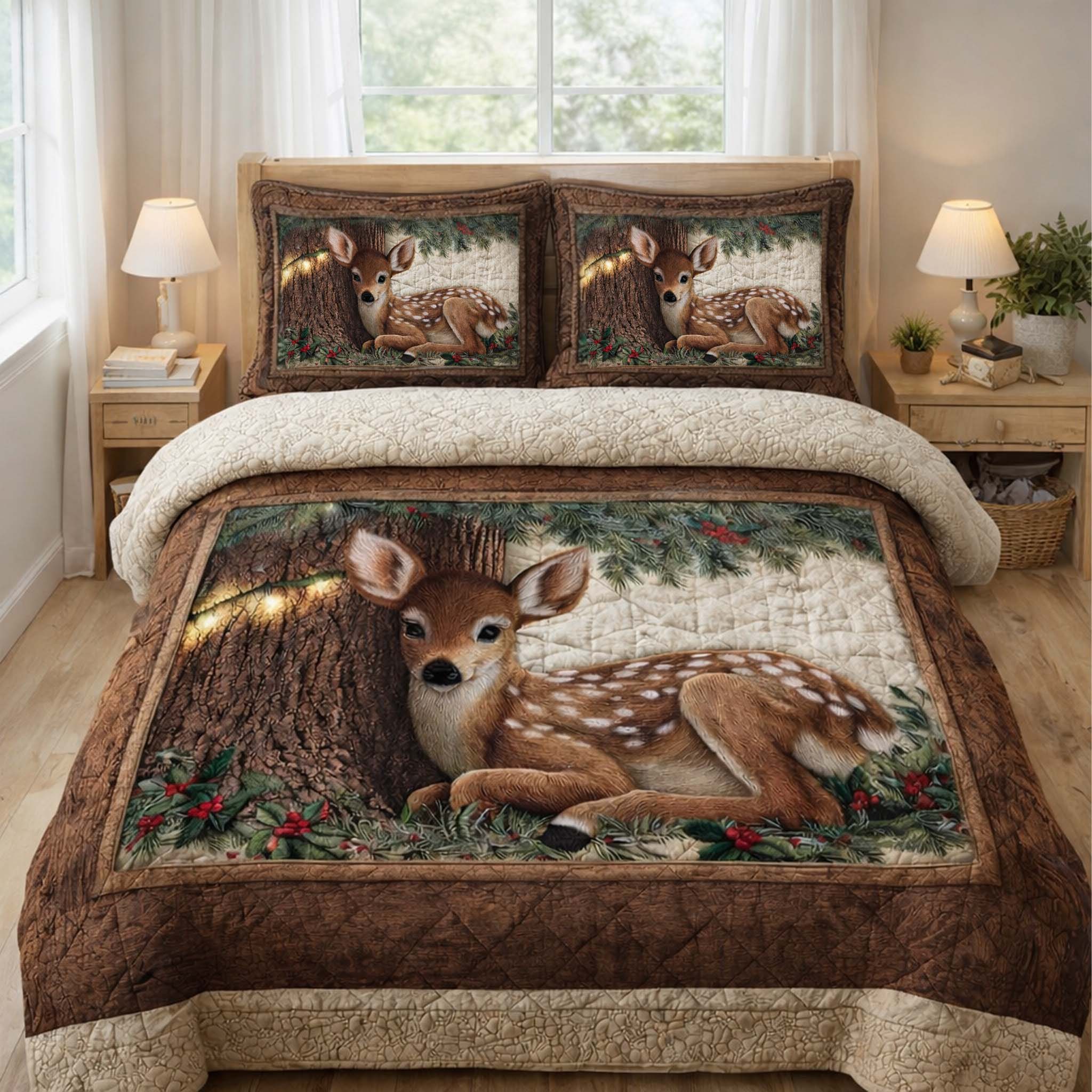 Cozy Fawn Quilted Bedding Set Best Bedding Sets Christmas Gifts For Deer Hunters
