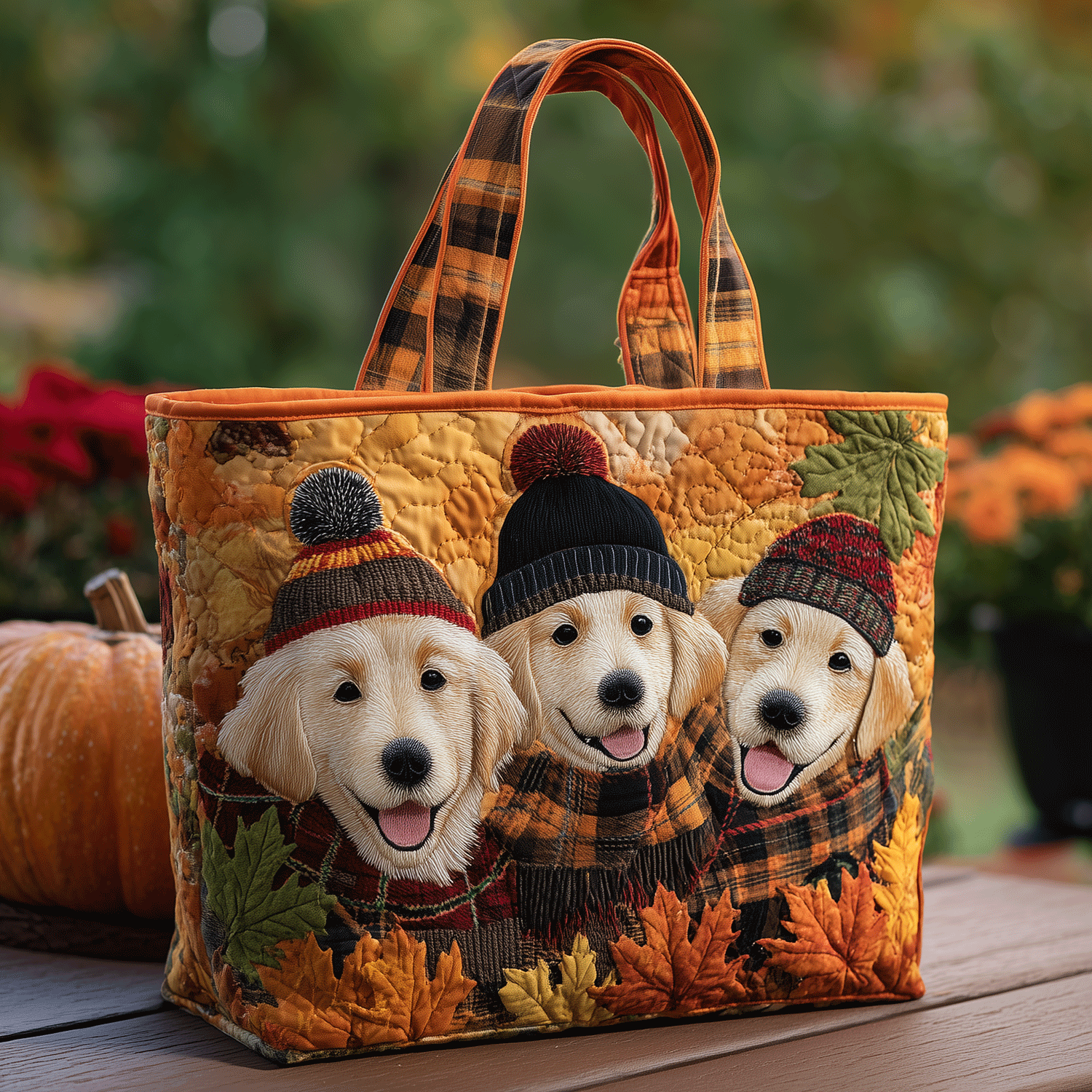 Cozy Golden Quilted Tote Bag Best Shoulder Bag For Women Golden Labrador Gifts For Her