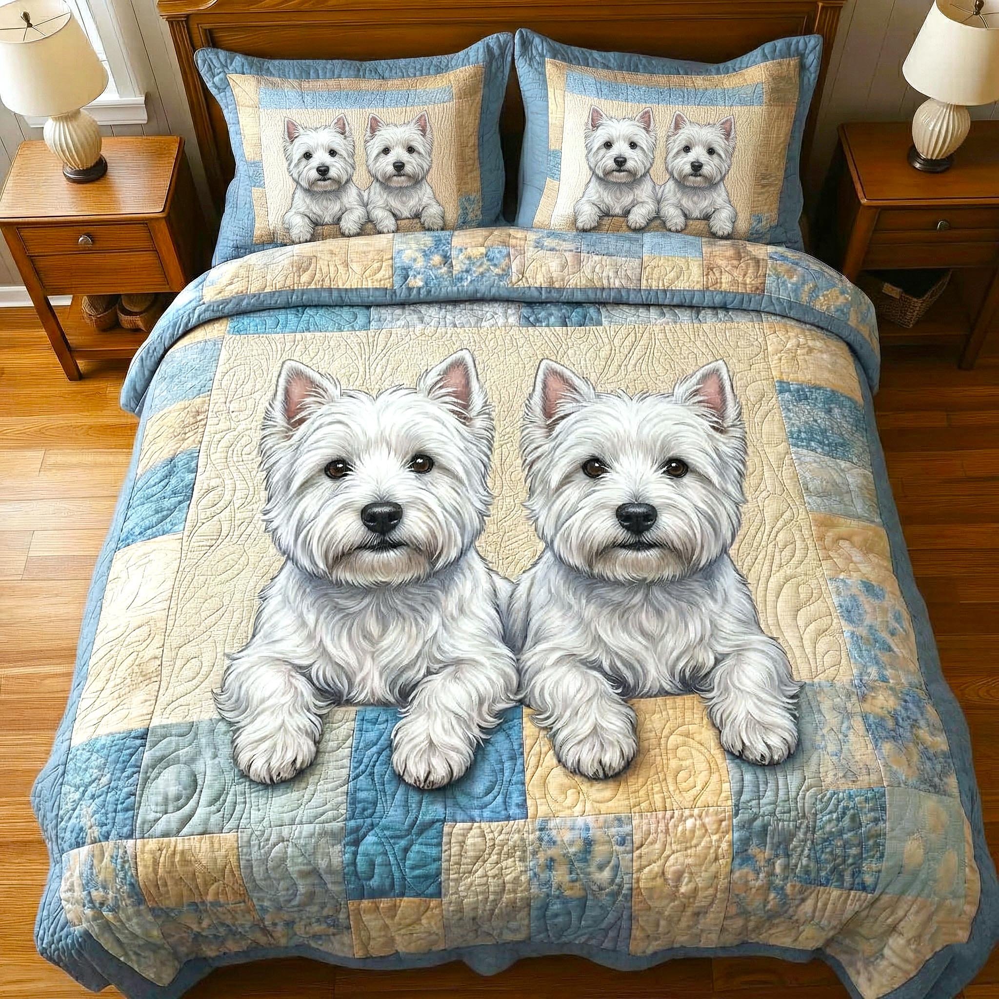 Cozy Paws Quilted Bedding Set Boho Bedroom Furniture Dog Gifts For Dog Lovers