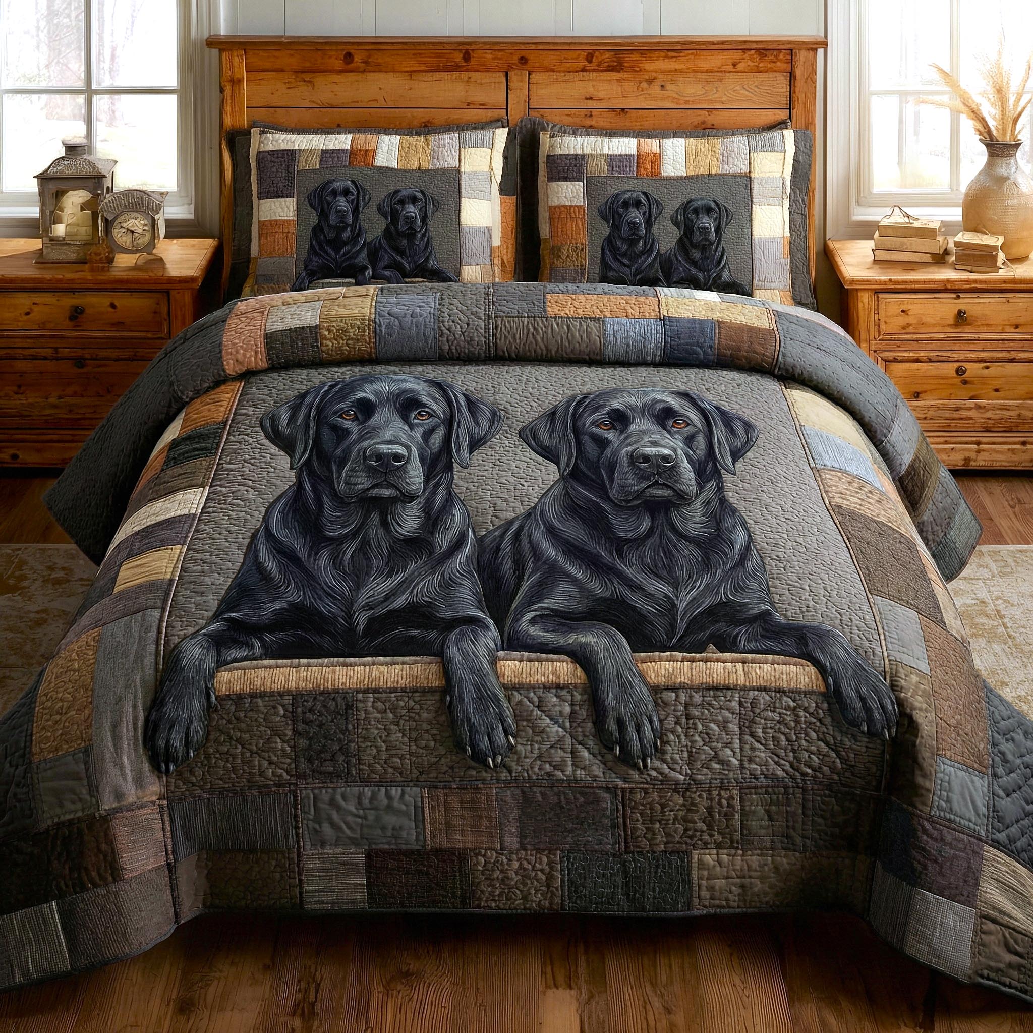 Cozy Paws Quilted Bedding Set Over The Bed Decor Labrador Merchandise