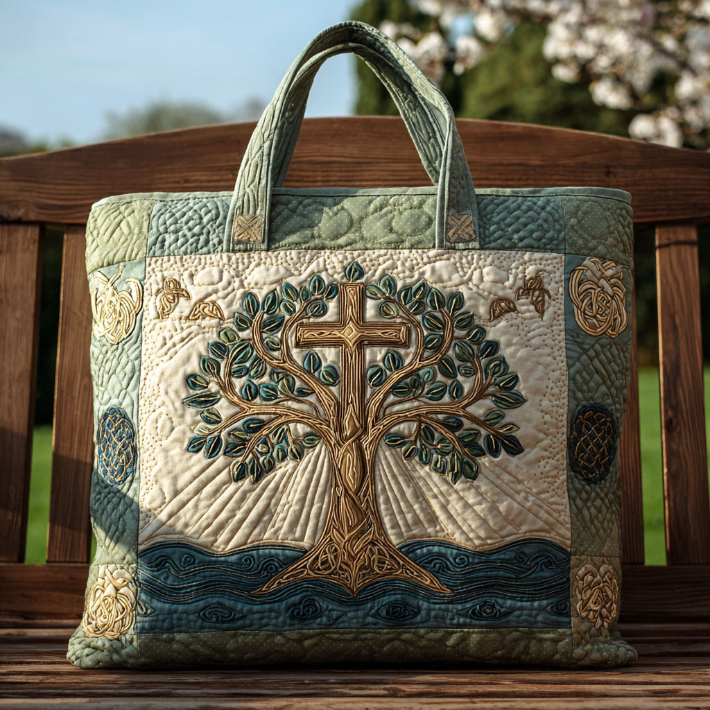 Cross of Wisdom Quilted Tote Bag Shoulder Bag Small Gifts For Church Members