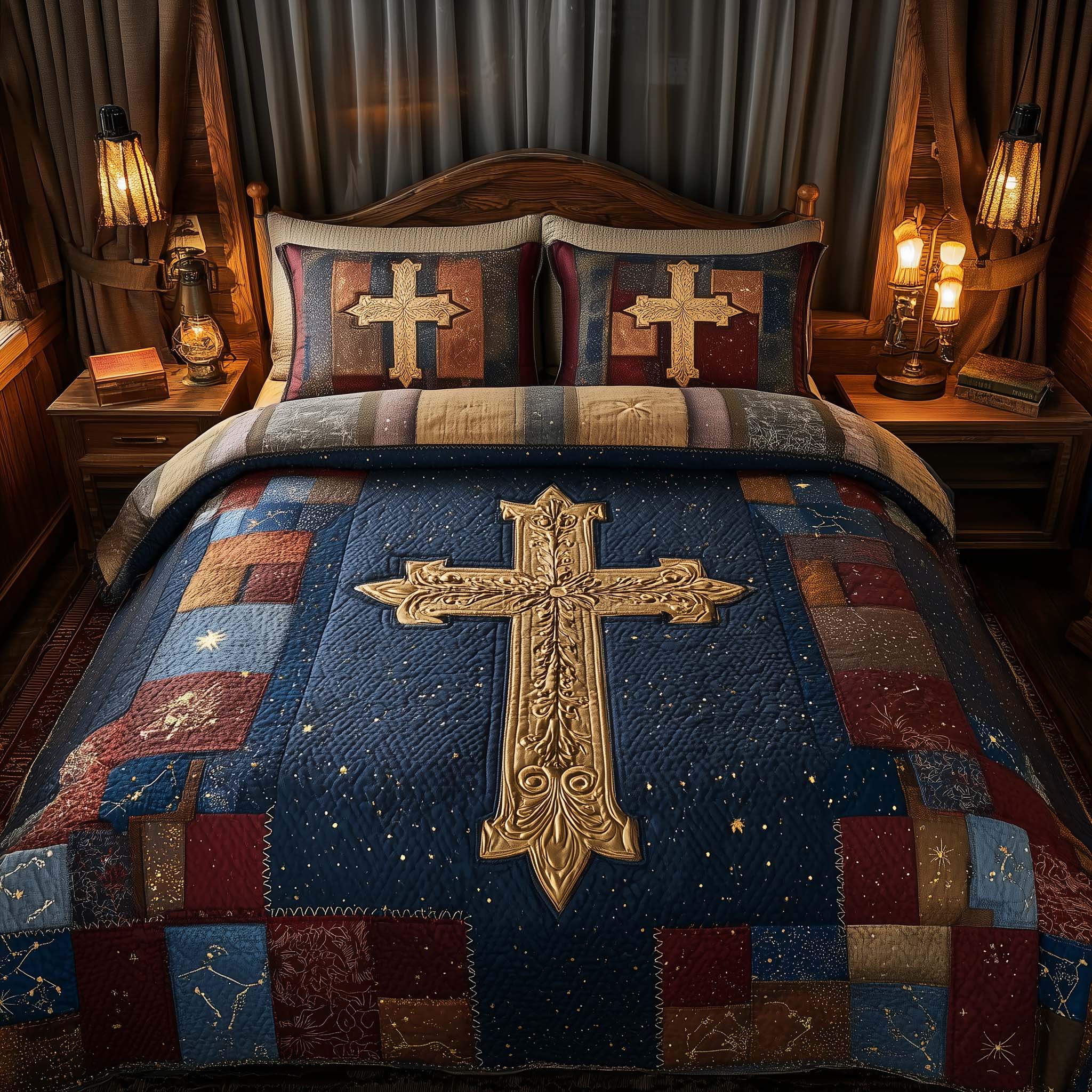 Cross Quilted Bedding Set Holiday Bedding Sets Gifts For Church Members
