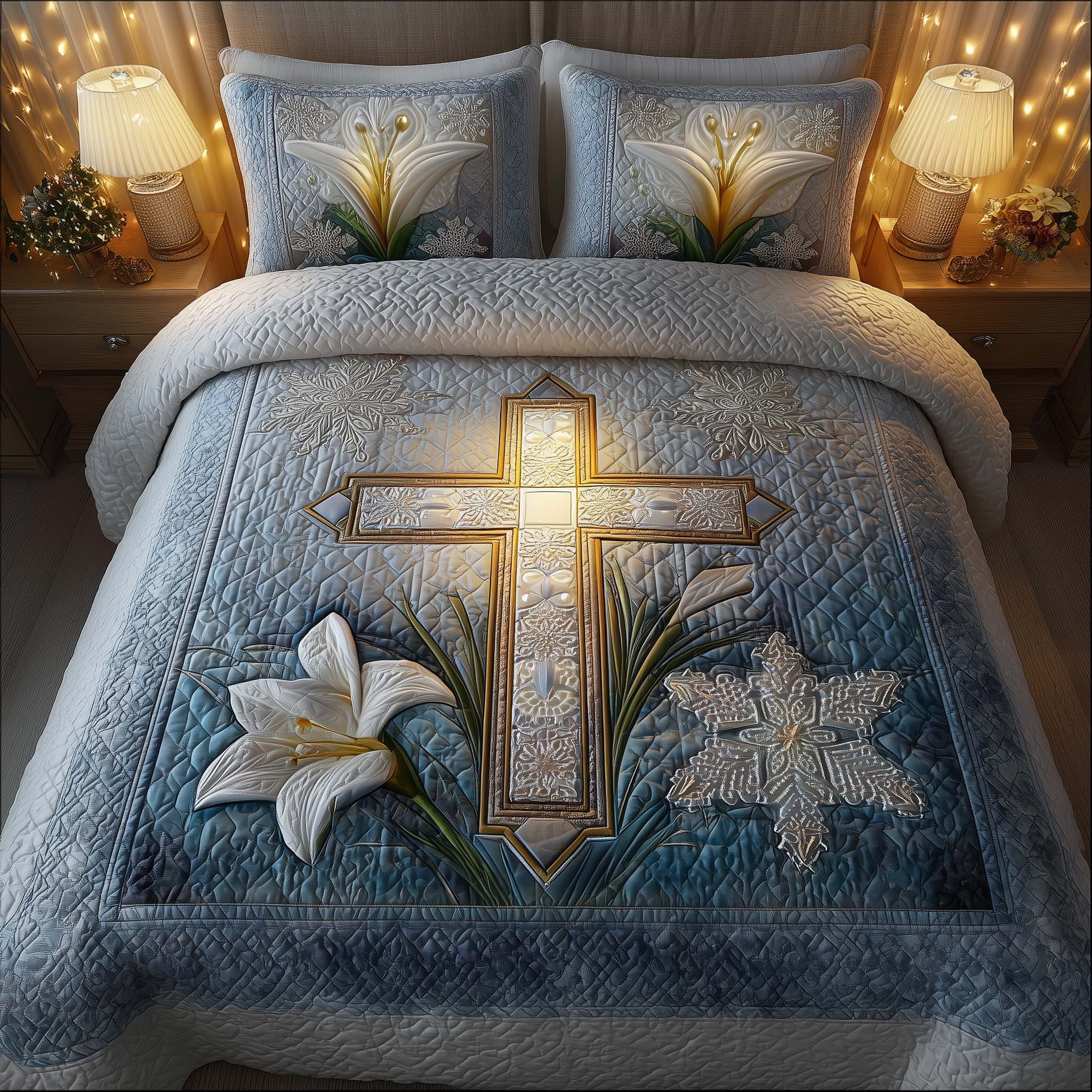 Cross Quilted Bedding Set Xmas Duvet Covers Father'S Day Gift Ideas For Church