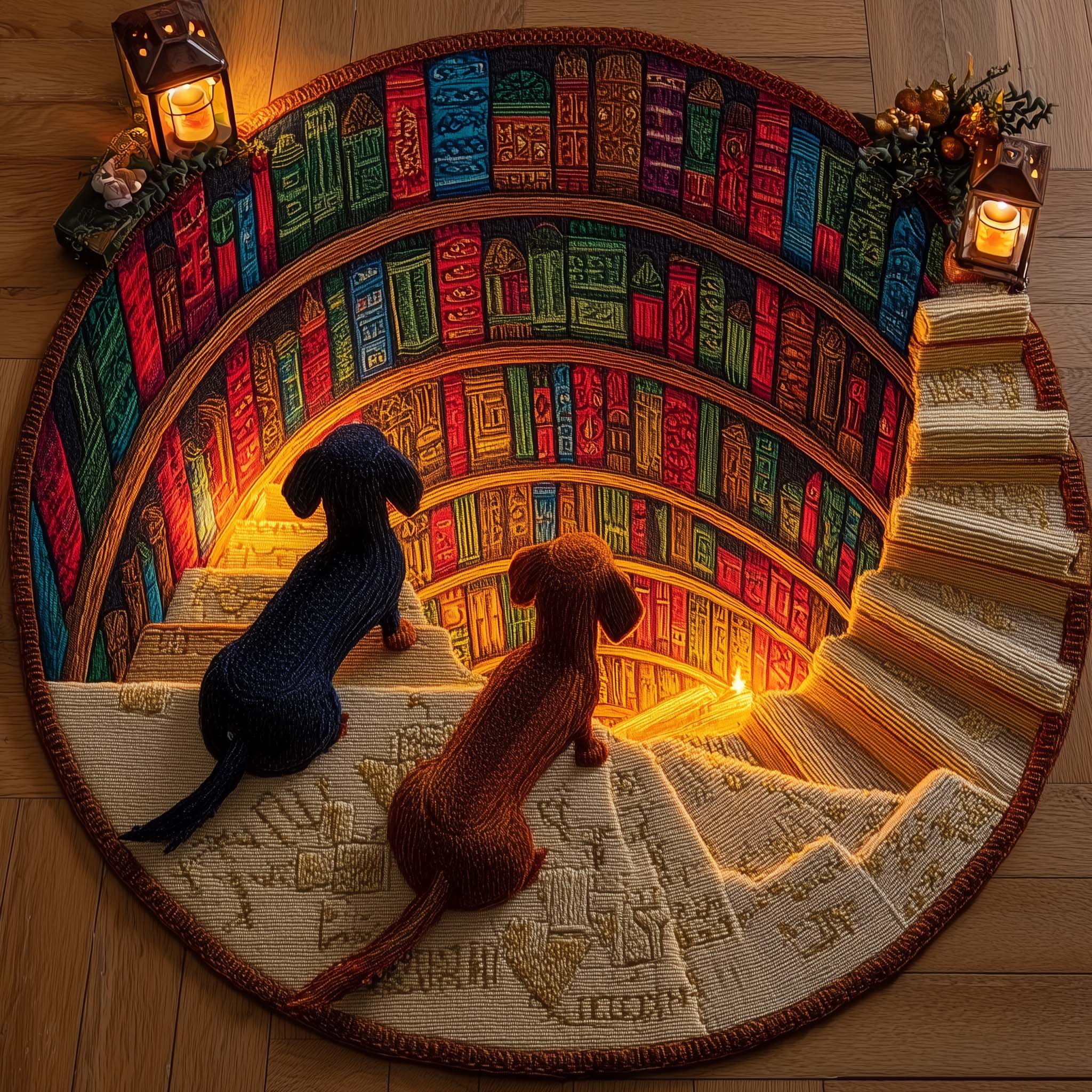 Curious Dachshund Quilted Round Mat Durable Quilted Round Mat for Everyday Use