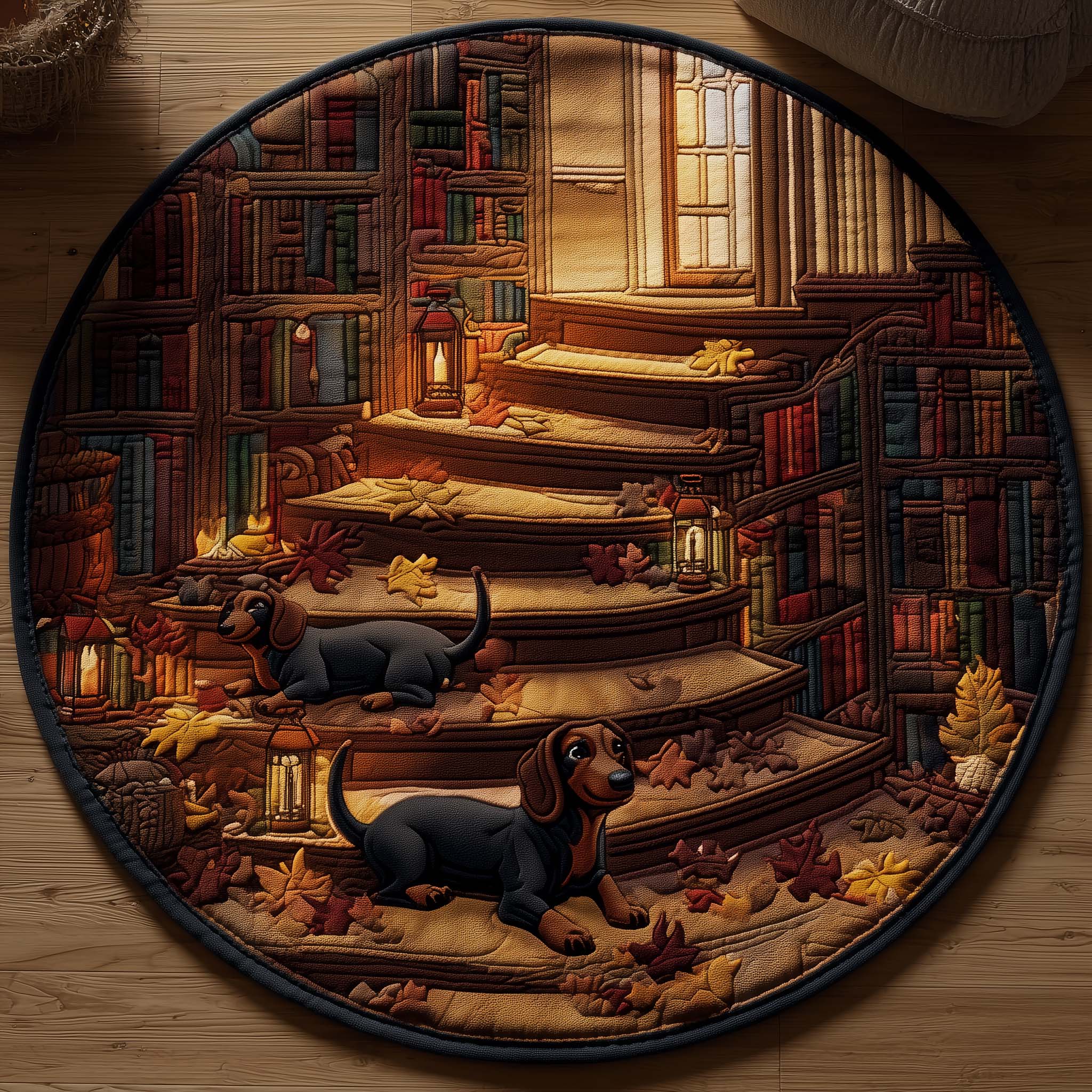 Curious Dachshund Quilted Round Mat Soft and Stylish Quilted Round Mat for Home Decor