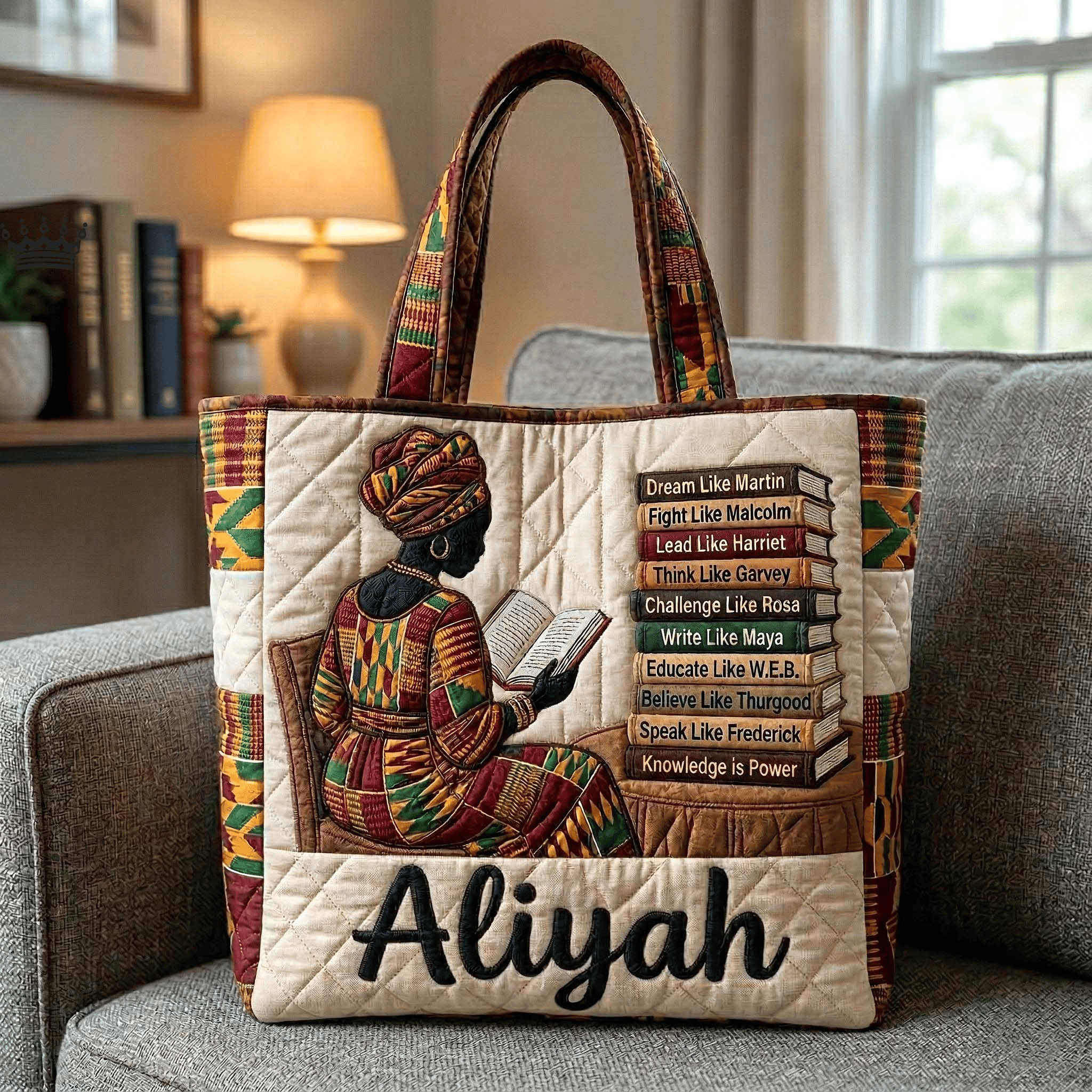 Custom Ebony Reader Quilted Tote Bag Everyday Bag Best Gift For African