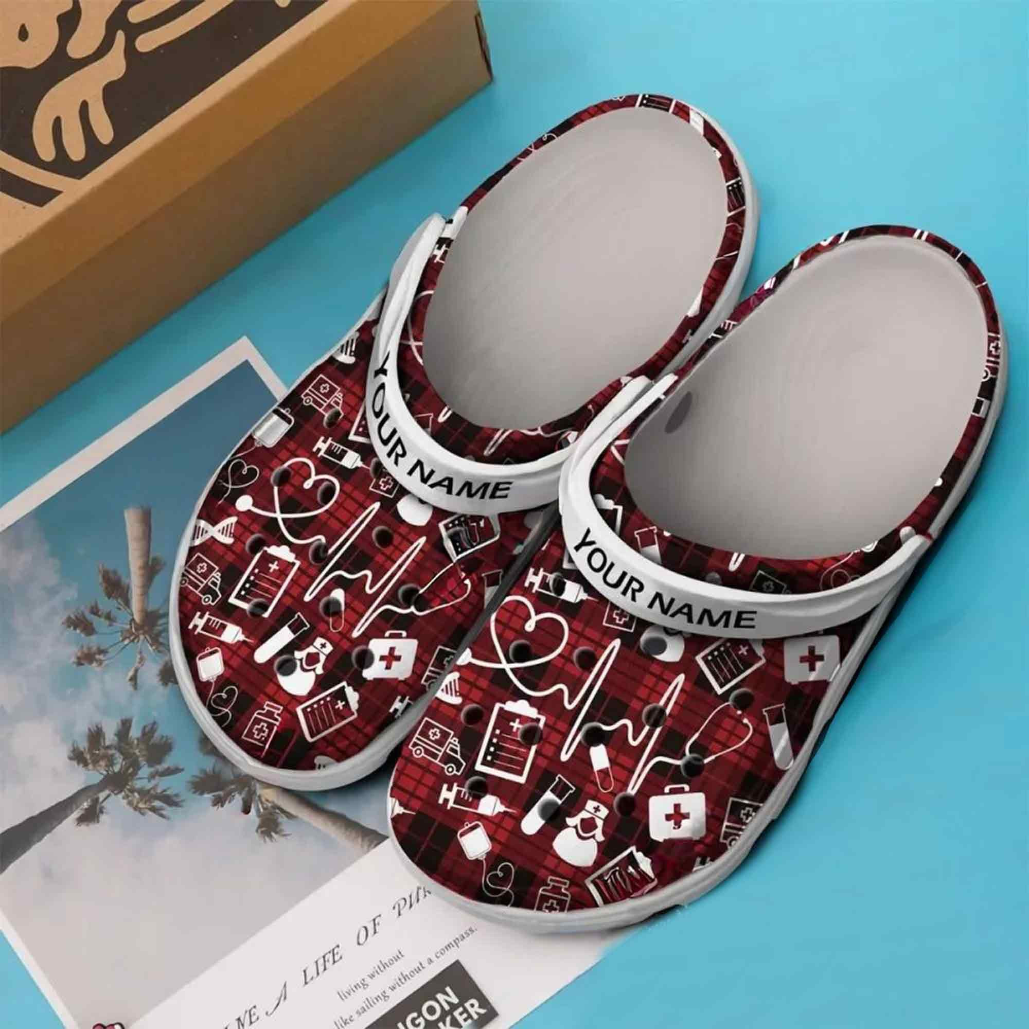 Custom Nurse Baby Medical Clogs Heartbeat Stethoscope Merch Gift For Nurse Healthcare