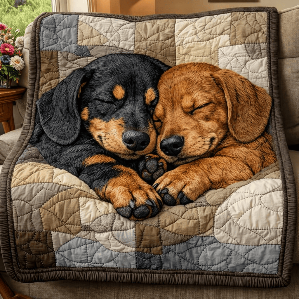 Cute Dachshund Quilted Blanket Bedroom Holiday Decorations Unique Gift For Him