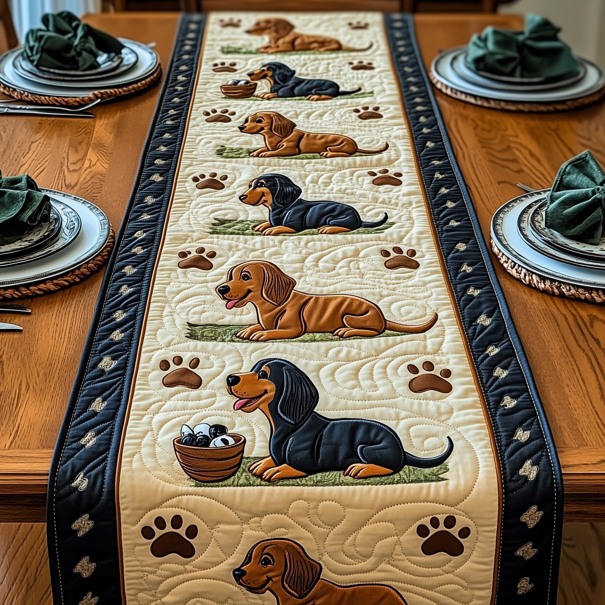 Dachshund Quilted Table Runner Kitchen Table Runners Good Presents For Dog Lovers