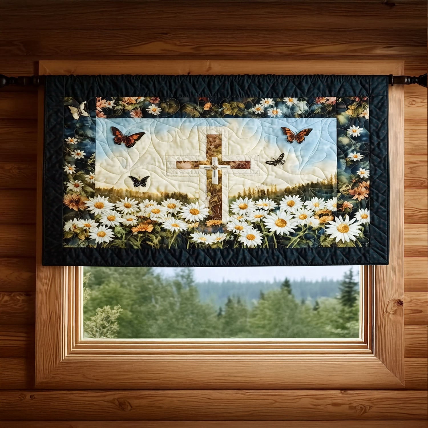 Daisies and Devotion Quilted Valance Dining Table Decor Lavender Gift Ideas For Her