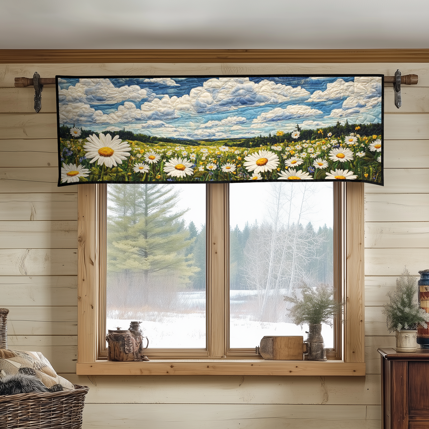 Daisy Fields Quilted Valance Home Front Door Design Flower Daisy Birthday Gifts