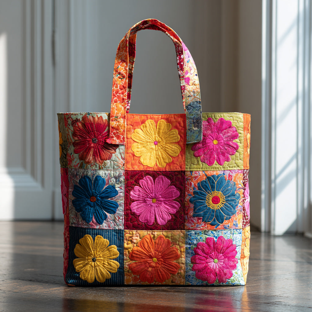 Daisy Flower Quilted Tote Bag Everyday Tote Bag Gifts To Daughter From Mom