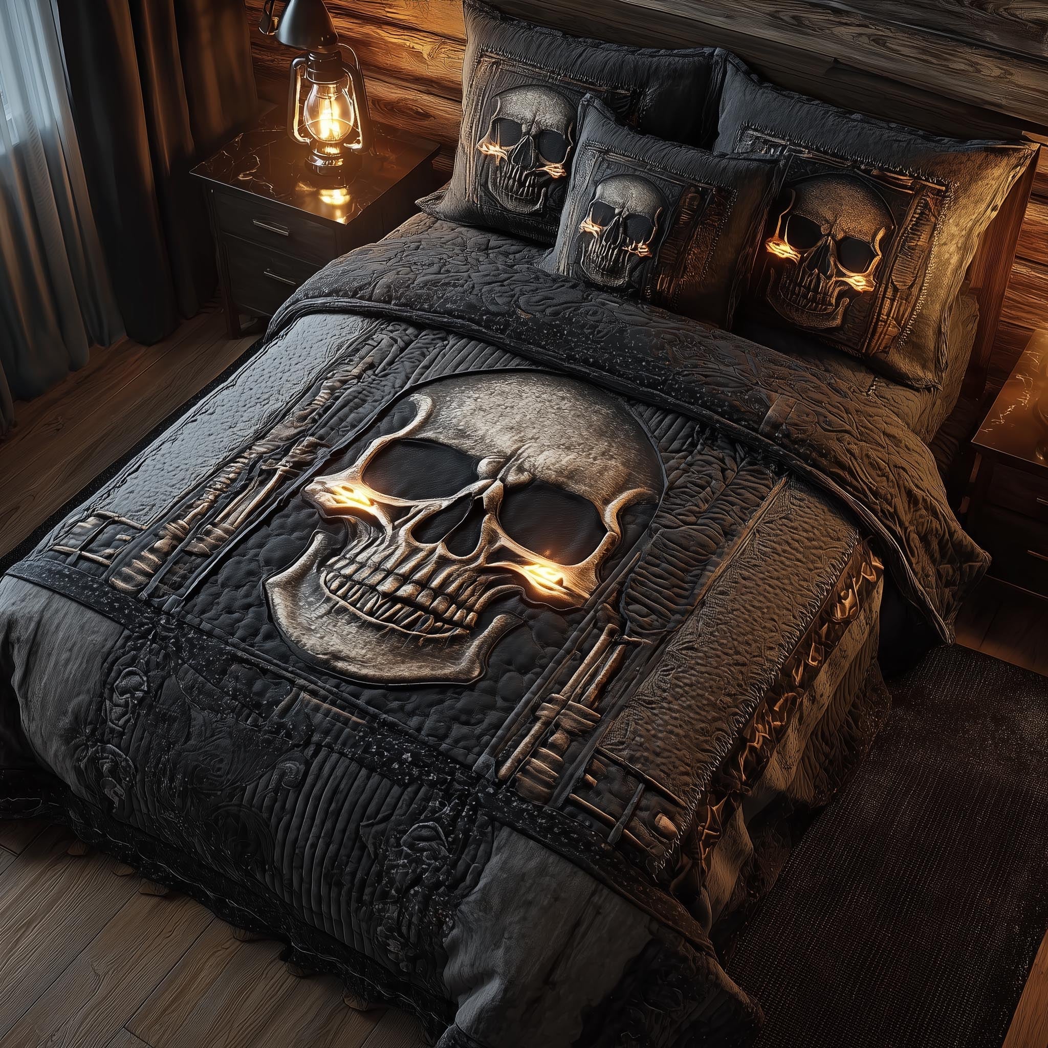 Dark Romance Quilted Bedding Set Best Bedsheets Skull Inspired Gifts