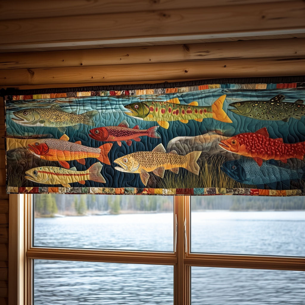 Deep Water Drift Quilted Valance Christmas Decor For Entryway Best Gifts For Fisherman