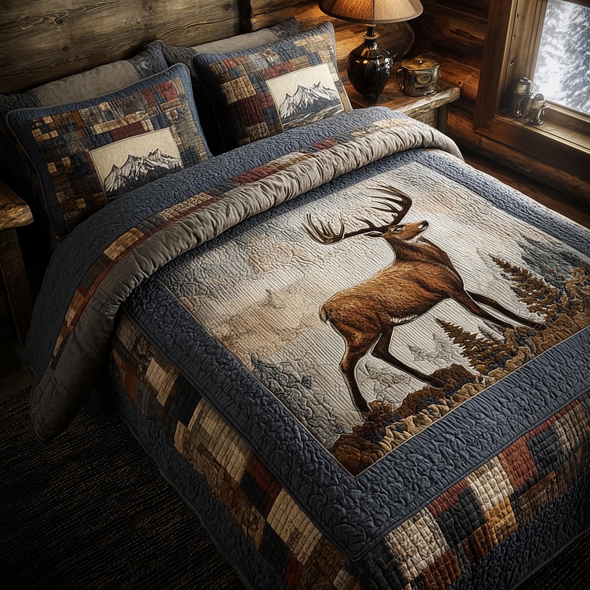 Deer Quilted Bedding Set Best King Bed Sheets Deer Themed Gifts For Him