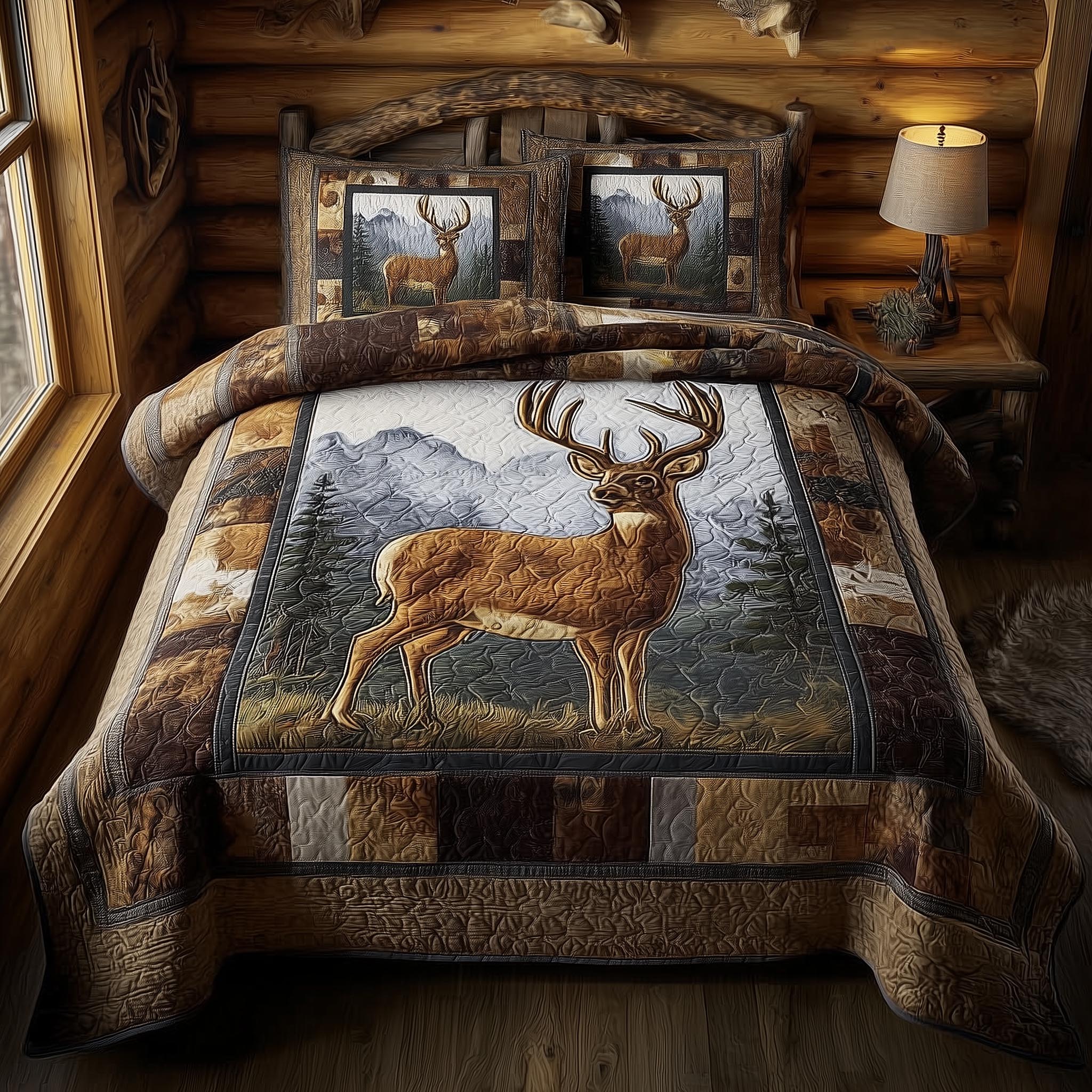 Deer Quilted Bedding Set Best King Size Sheets Christmas Presents For Deer Hunters