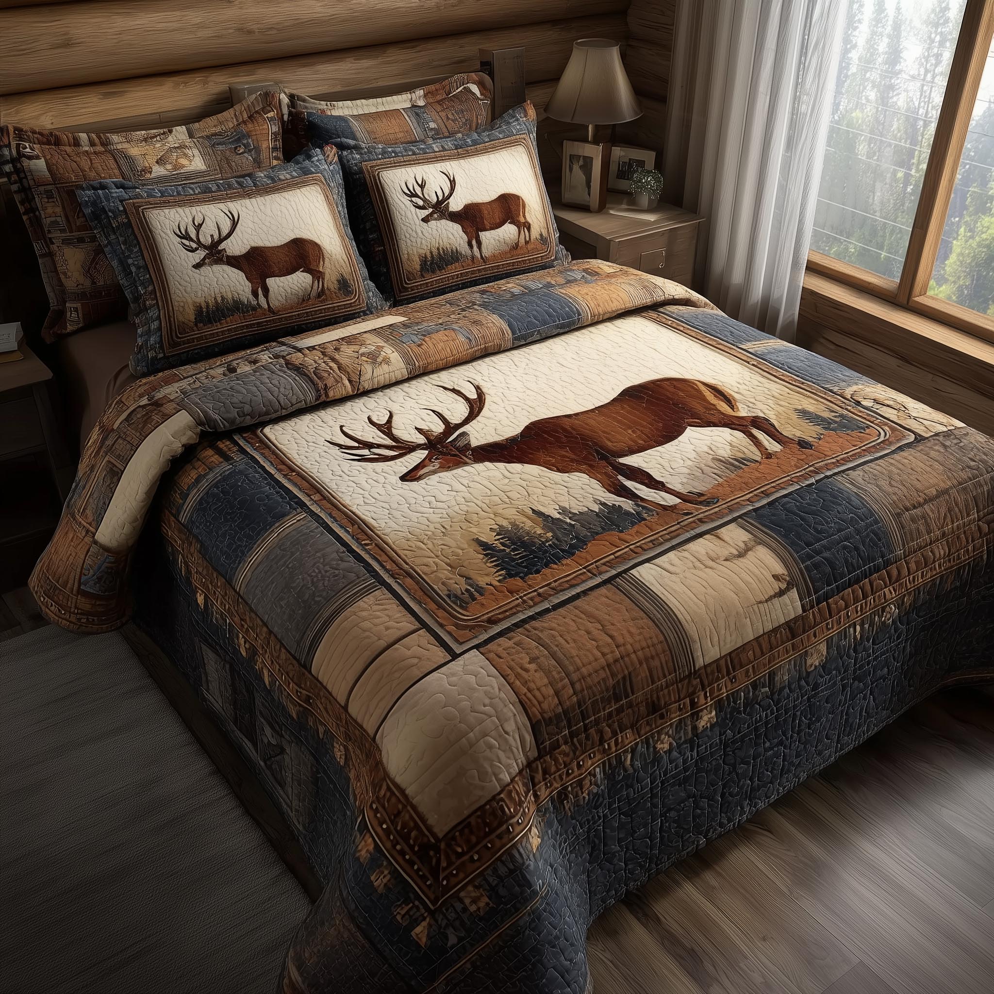 Deer Quilted Bedding Set Best Queen Sheets Top Gifts For Deer Hunters