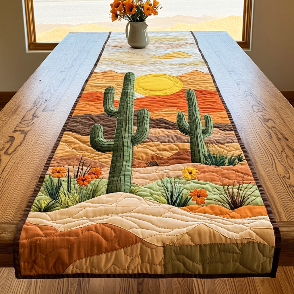 Desert Landscape Quilted Table Runner Dining Table Decor Cactus Related Gifts