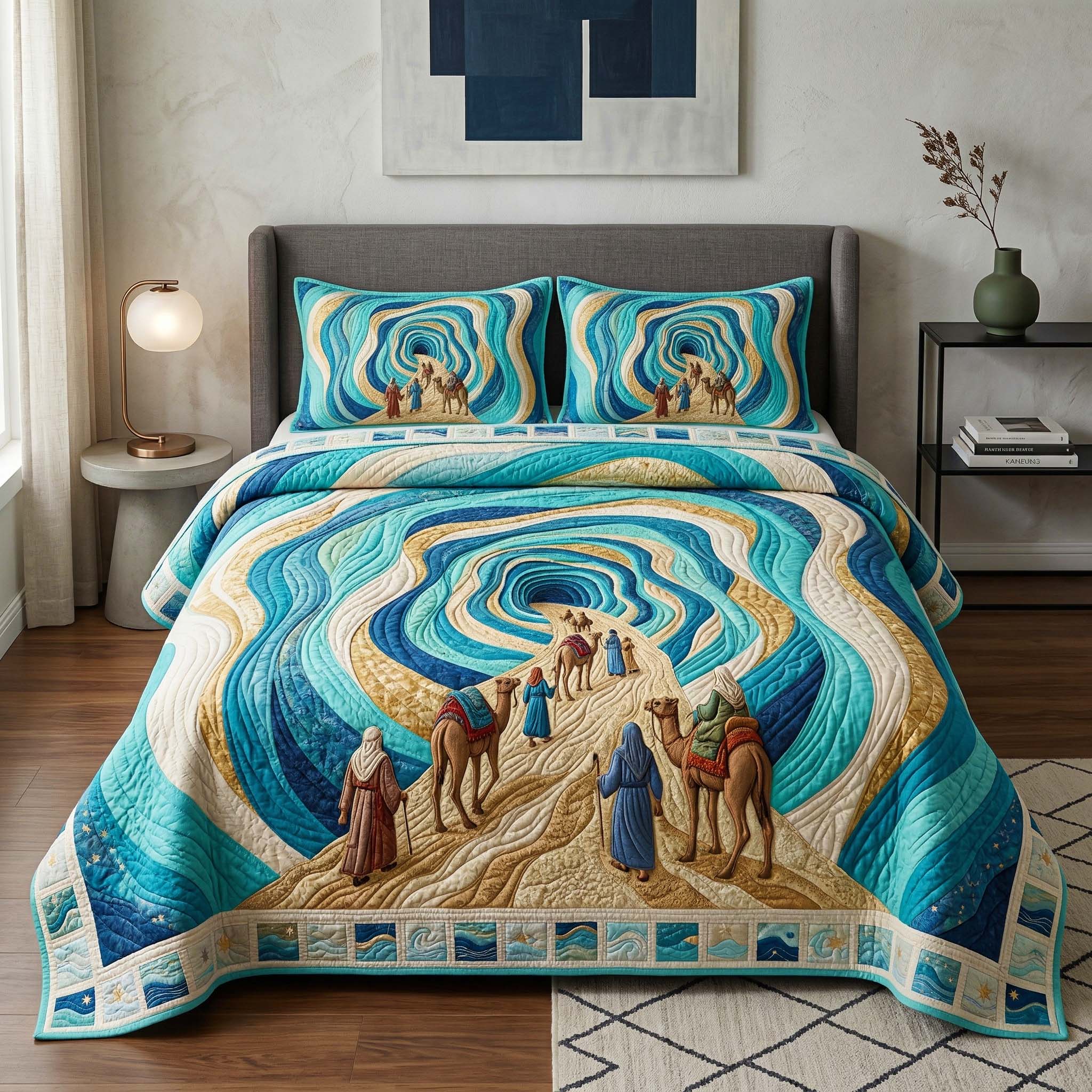 Desert Vortex Quilted Bedding Set Cover Bed Set Passover Gifts For Jewish Friends
