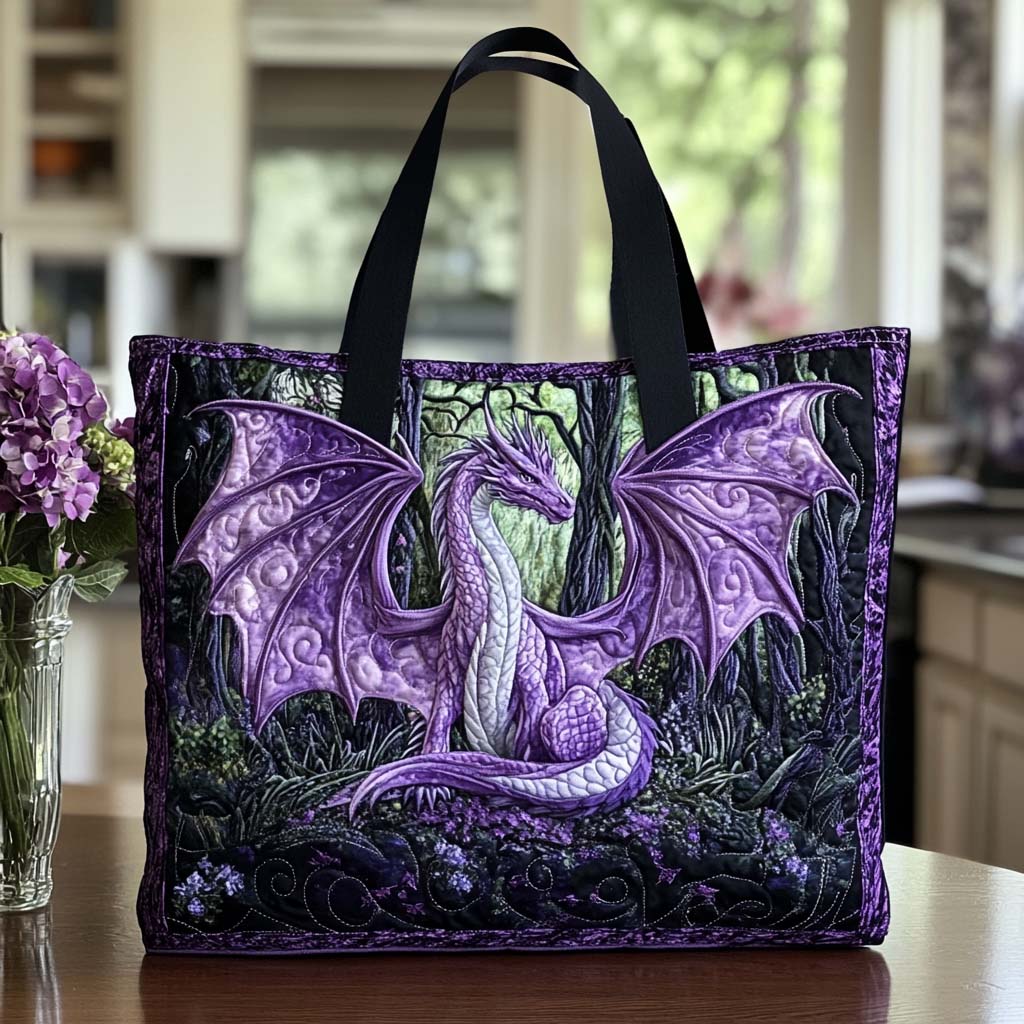 Dragon Jewel Spirit Quilted Tote Bag Shoulder Bag Cute Dragon Themed Birthday Gifts