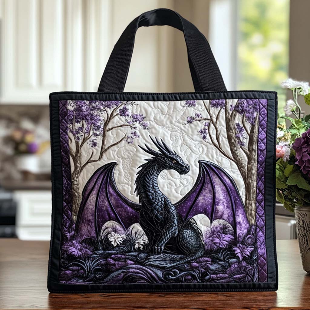 Dragon Moonlight Path Quilted Tote Bag Good Shoulder Bags Great Dragon Lover Gifts