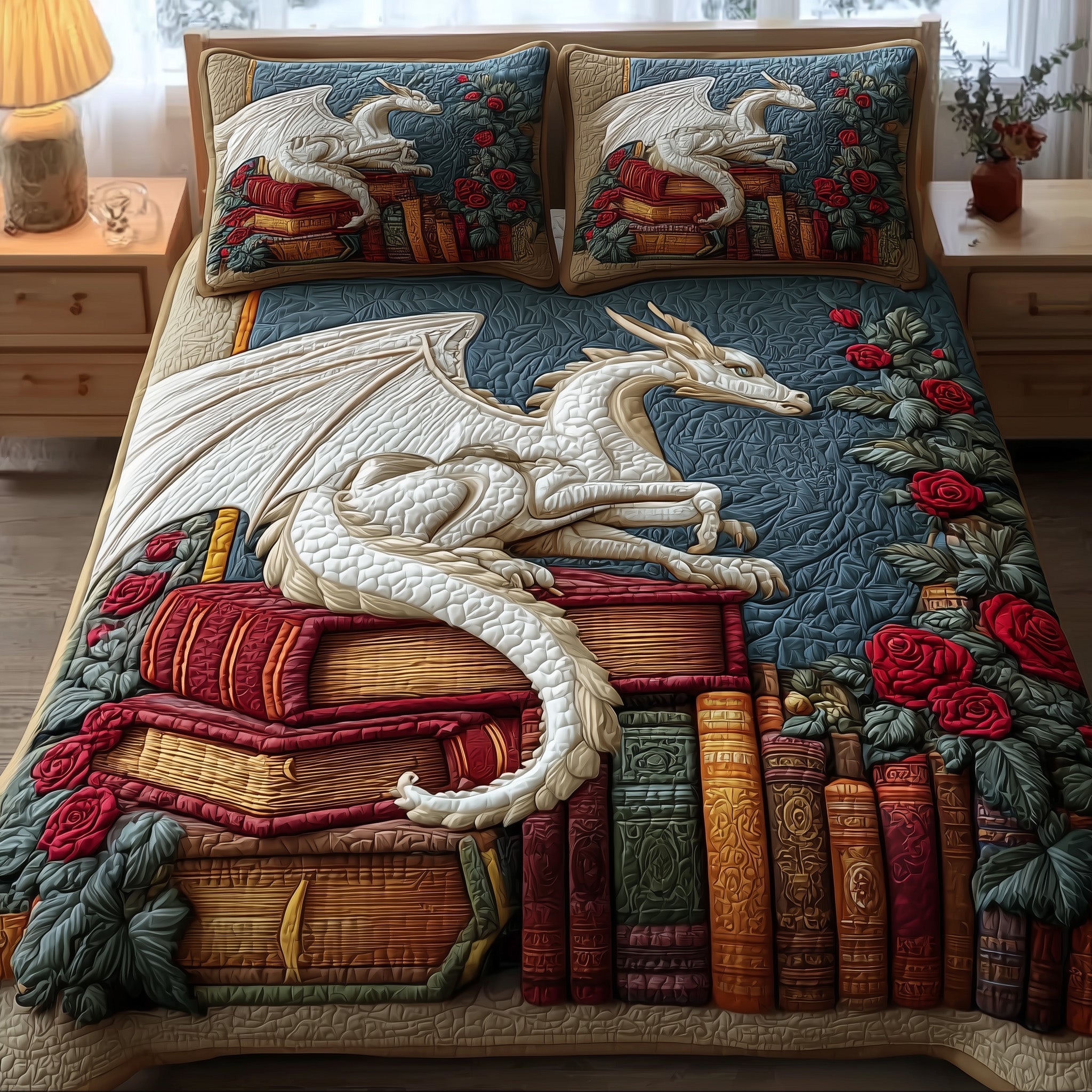 Dragon Quilted Bedding Set Bed Comforter Set Unique Dragon Gifts