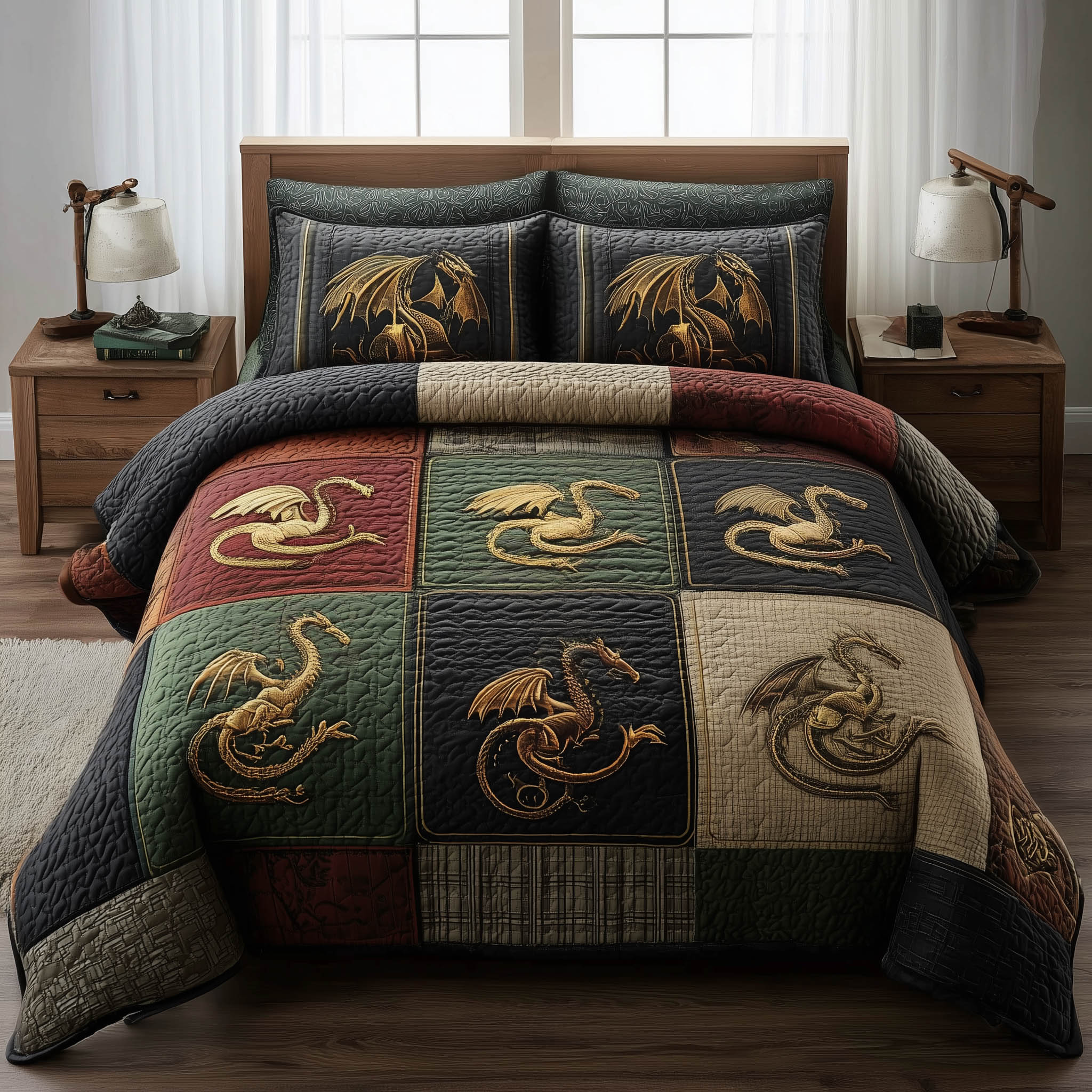 Dragon Quilted Bedding Set Best Bedding Sets Best Dragon Gifts For Christmas