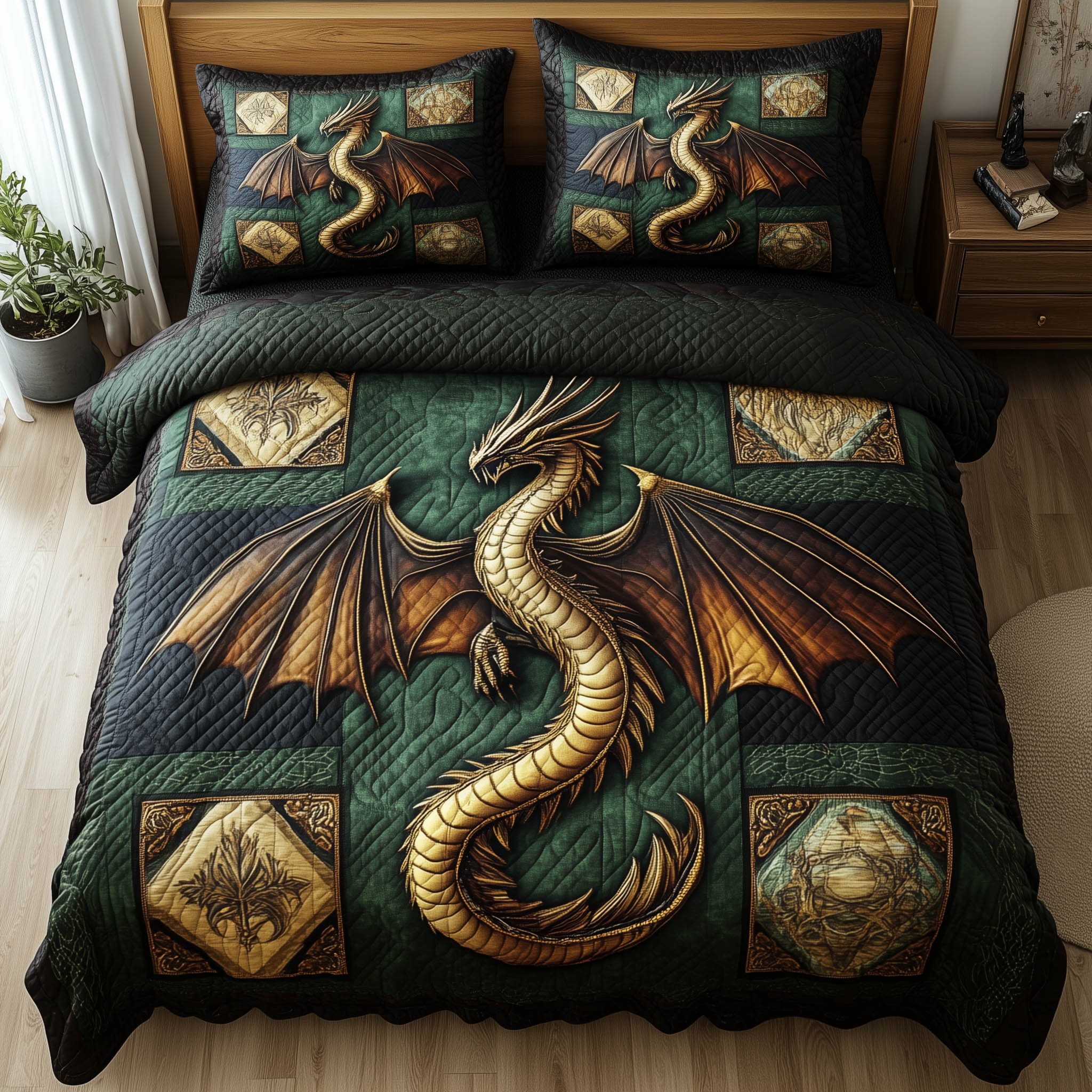 Dragon Quilted Bedding Set Comforter Sets Best Dragon Christmas Gifts